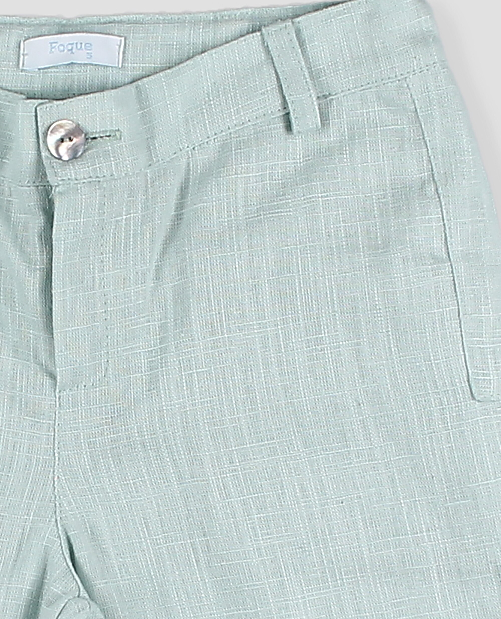 Pantalones cortos de niño de lino con bolsillos - Foque - Verde Agua Verde Agua-4
