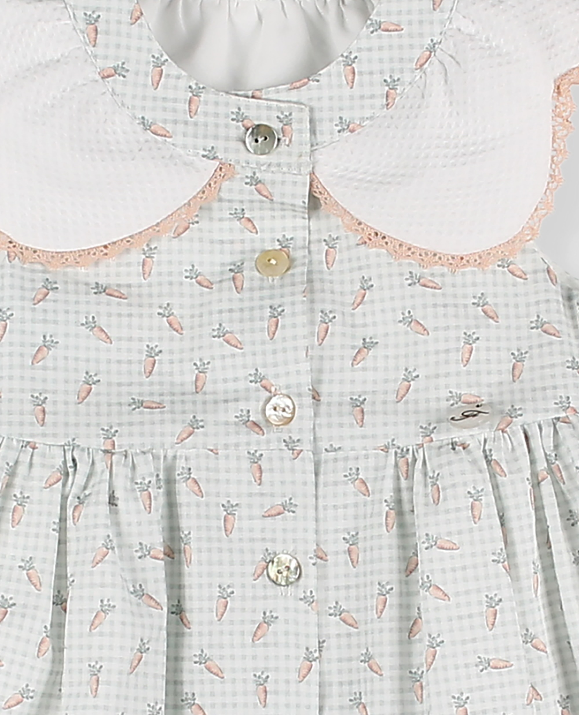 Vestido estampado de bebé niña con cuello ondas de algodón - Foque - Azul claro Azul claro-4