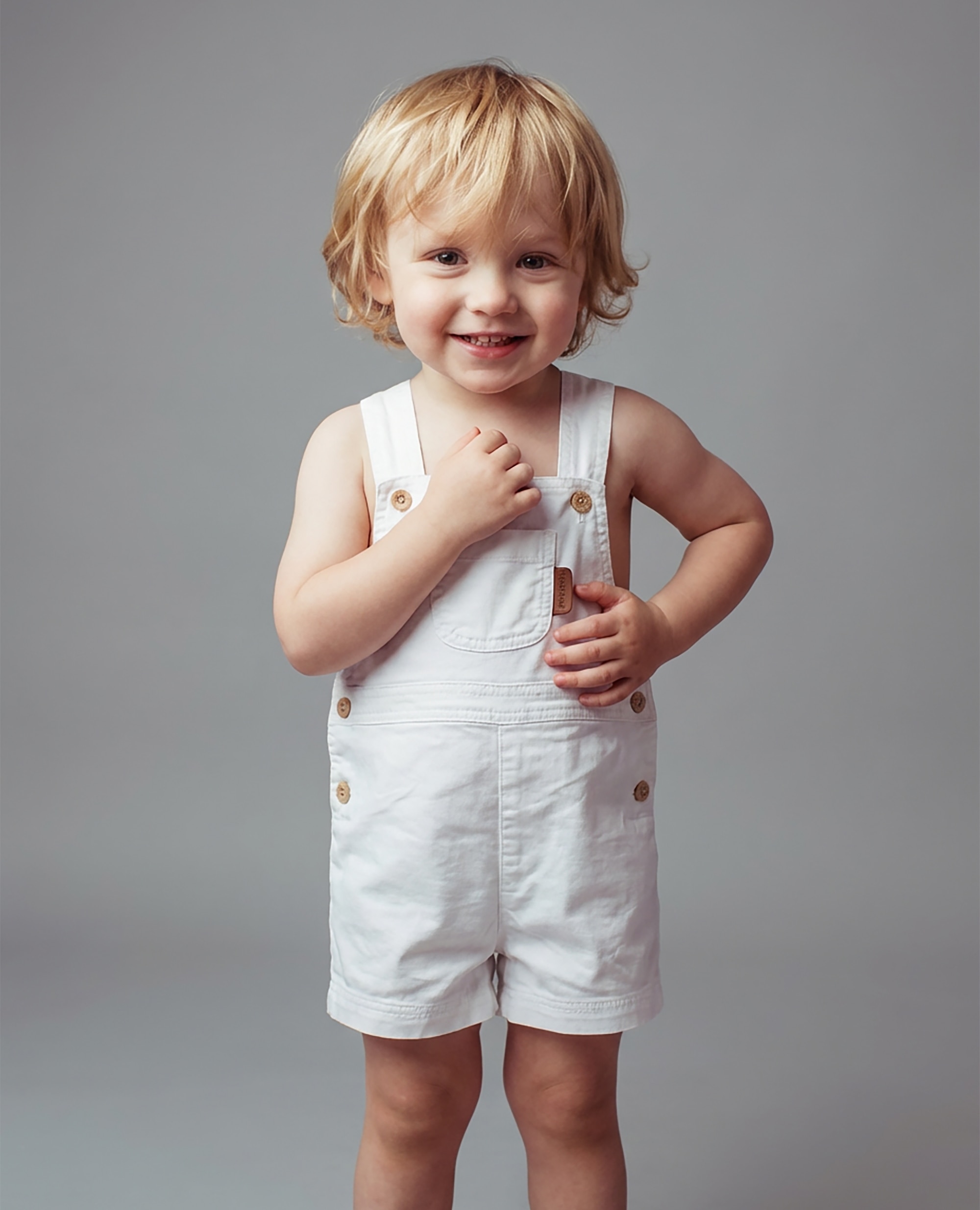 Imagen 0 de Peto de bebé niño de loneta de algodón Blanco