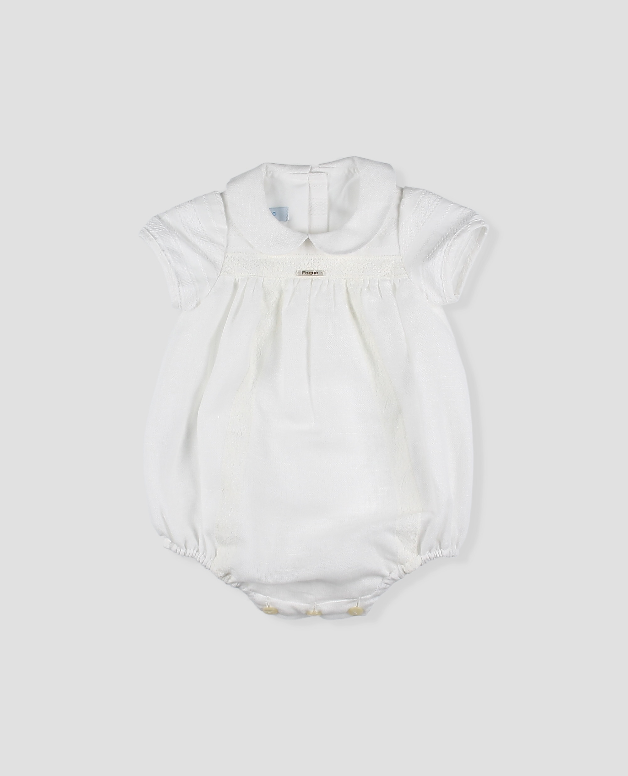 Pelele efecto rayas de bebé niño con manga corta y cuello bebé - Foque - Crudo Crudo-3