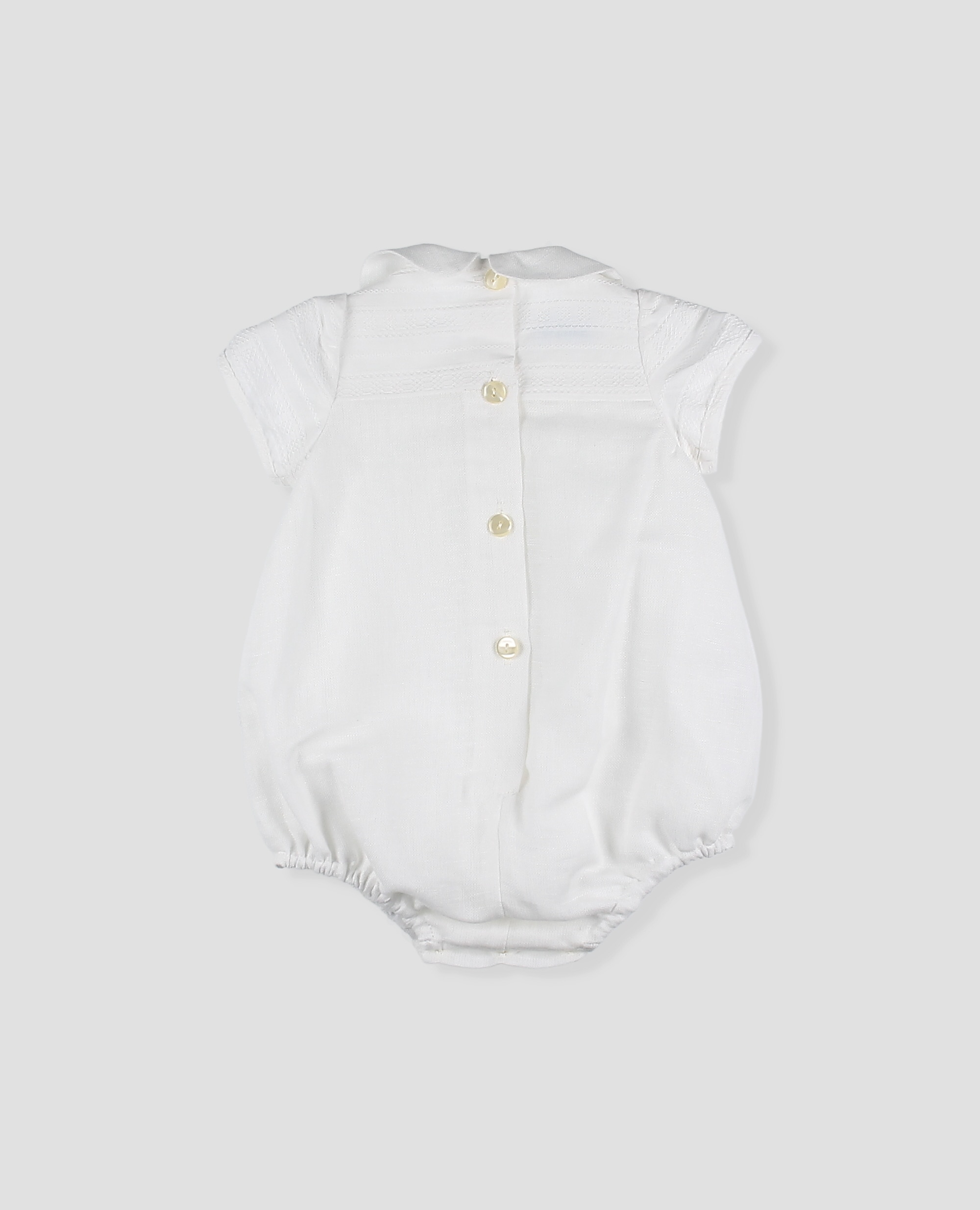 Pelele efecto rayas de bebé niño con manga corta y cuello bebé - Foque - Crudo Crudo-2