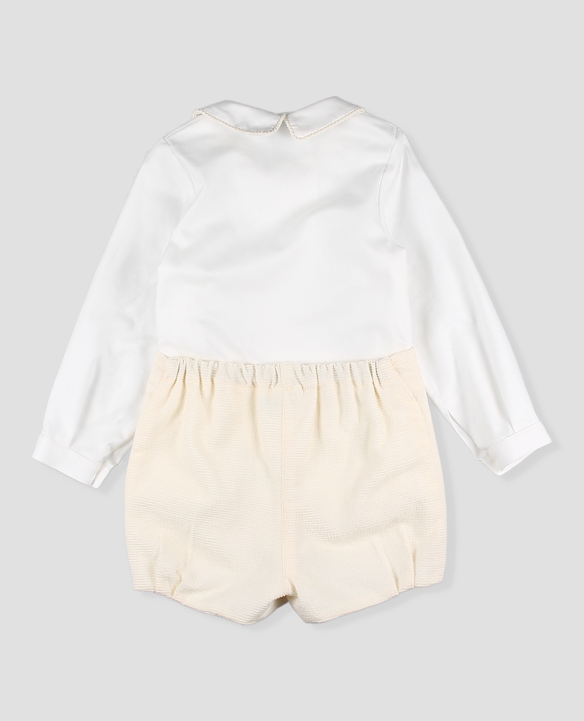 Conjunto bebé noño ceremonia de blusa y pantalon corto - Foque - Crudo Crudo-3