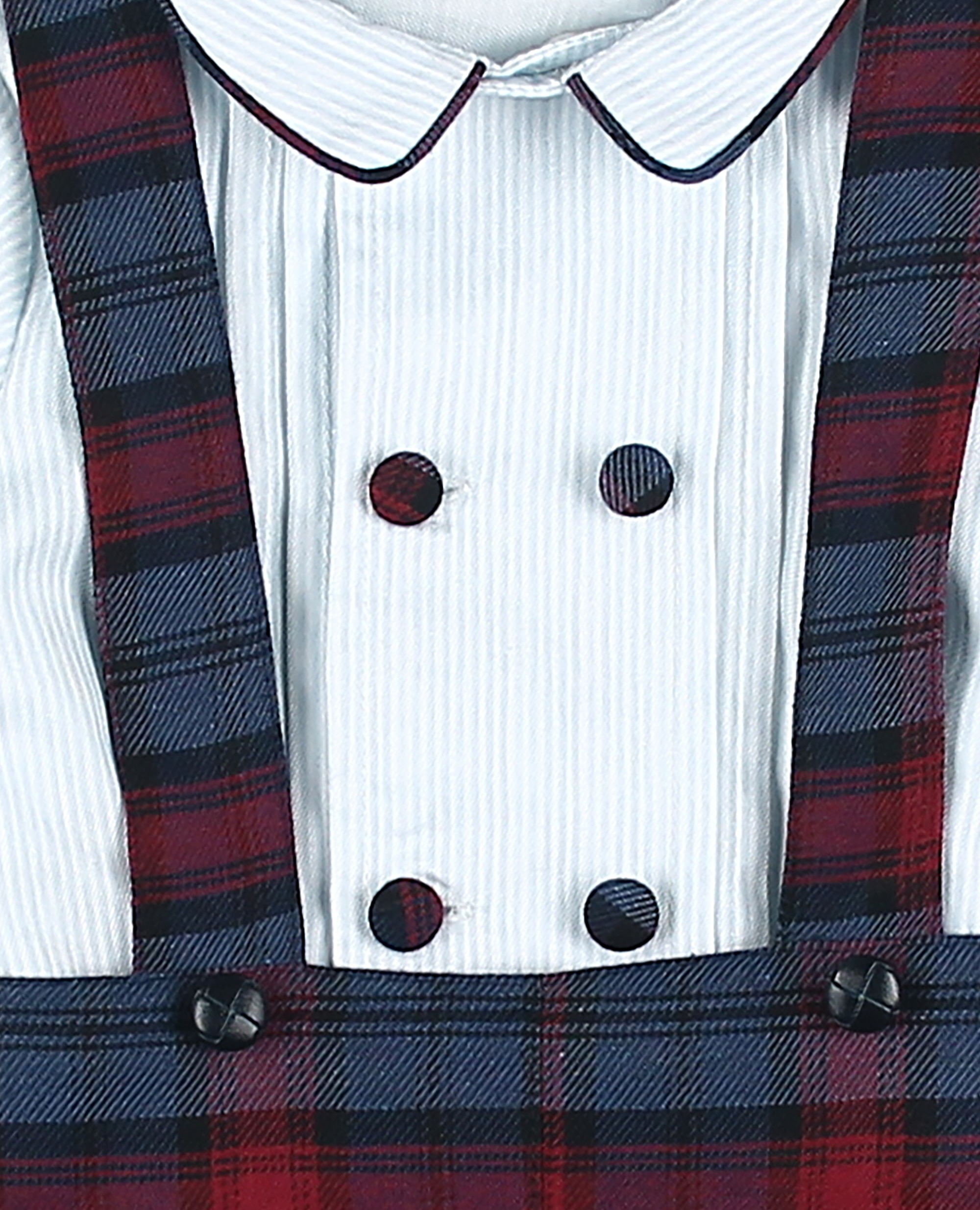 Conjunto de tela bebé niño de camisa y pantalon tartán de tirantes - Foque - Azul marino Azul marino-4