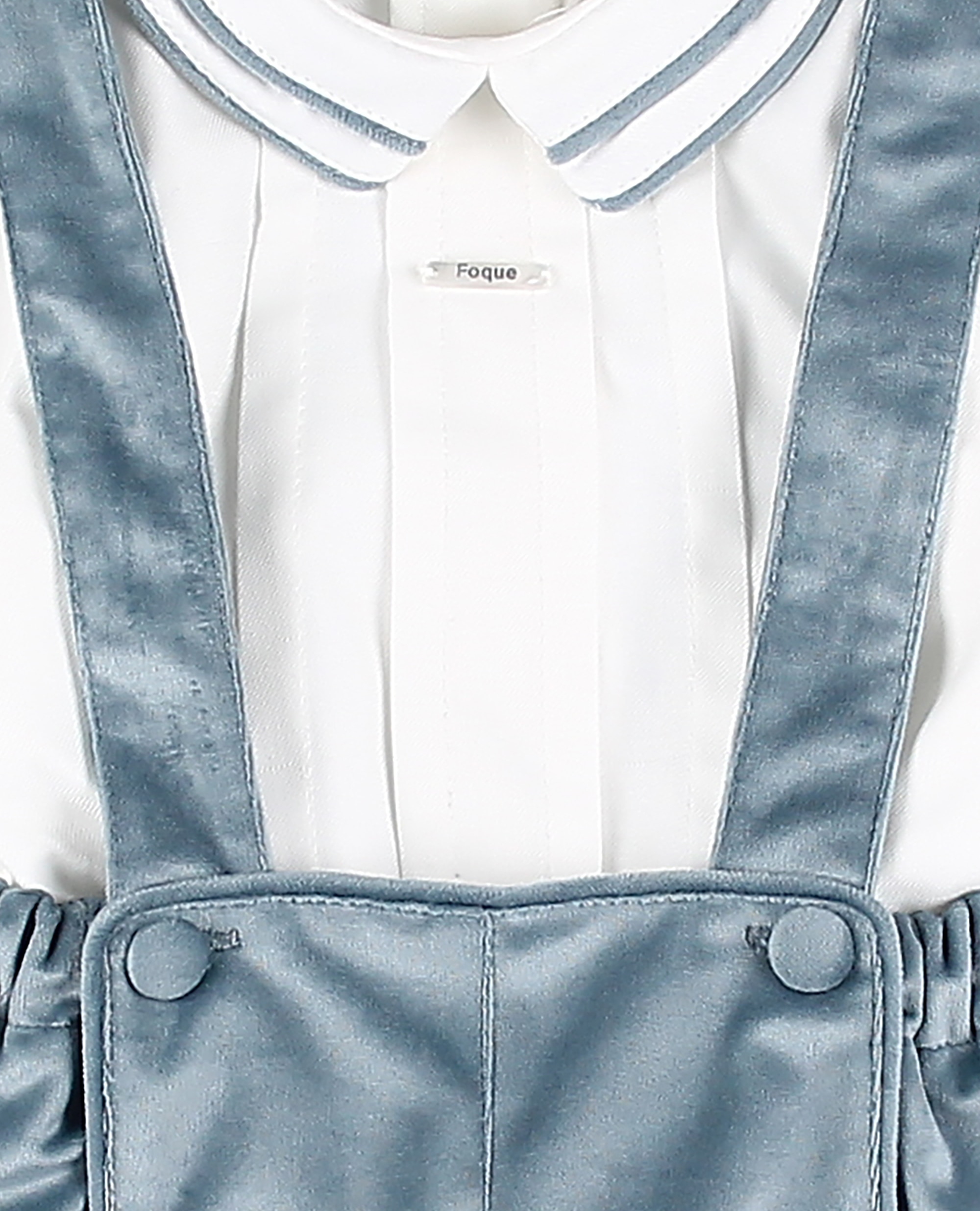 Conjunto de tela bebé niño de camisa y pantalon de tirantes en terciopelo - Foque - Azulón Azulón-4