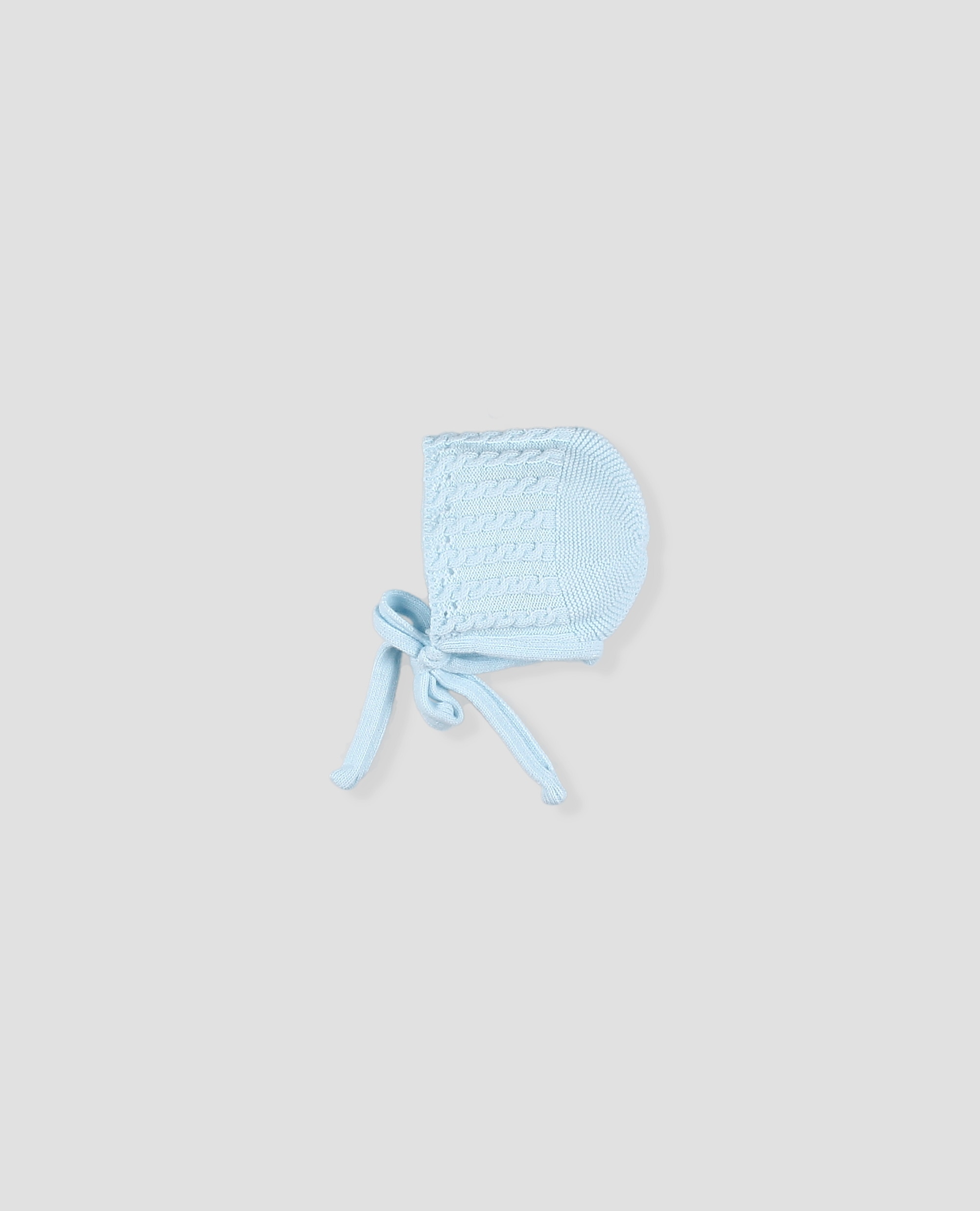 Capota de punto para bebé con ochos y lazada de punto - Foque - Azul celeste Azul celeste-1