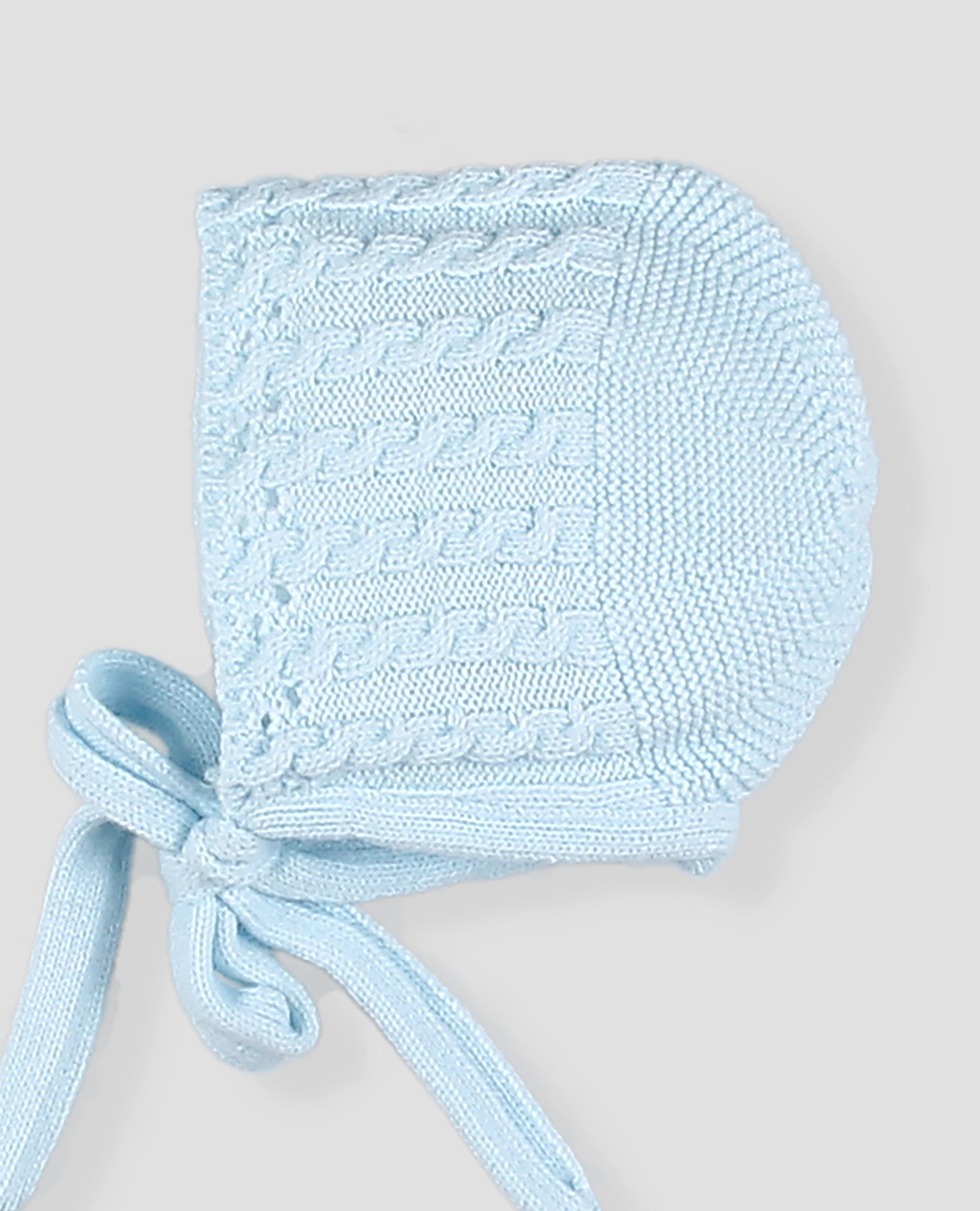 Capota de punto para bebé con ochos y lazada de punto - Foque - Azul celeste Azul celeste-2