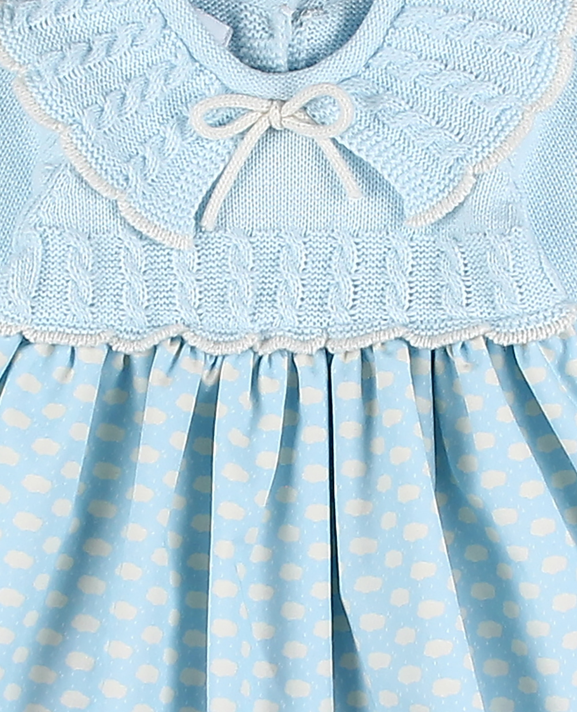 Faldón bebé niña cuerpo punto con volante y falda estampada nubes - Foque - Azul celeste Azul celeste-4