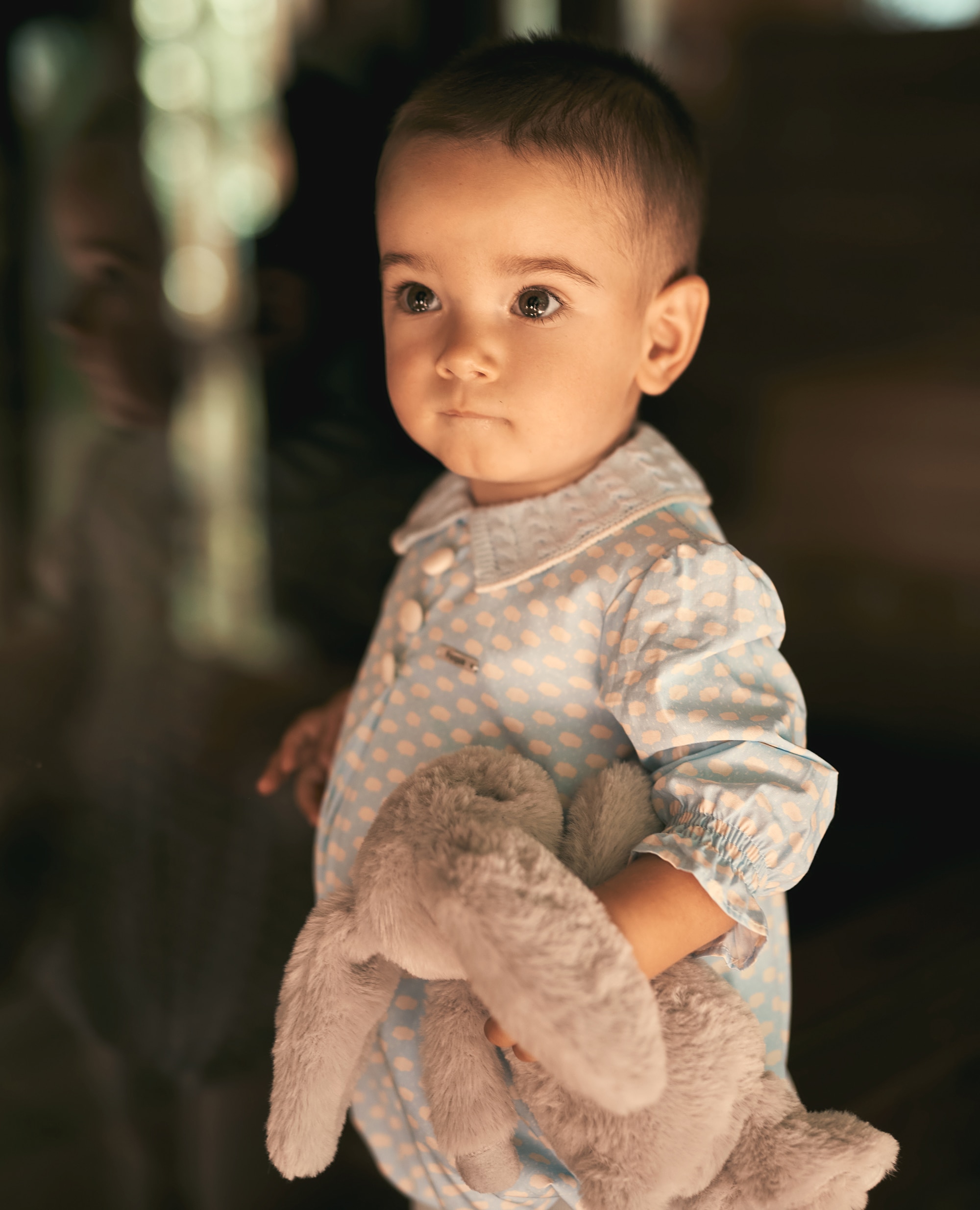 Imagen 0 de Pelele tela bebe niño en estampado de nubes Azul celeste