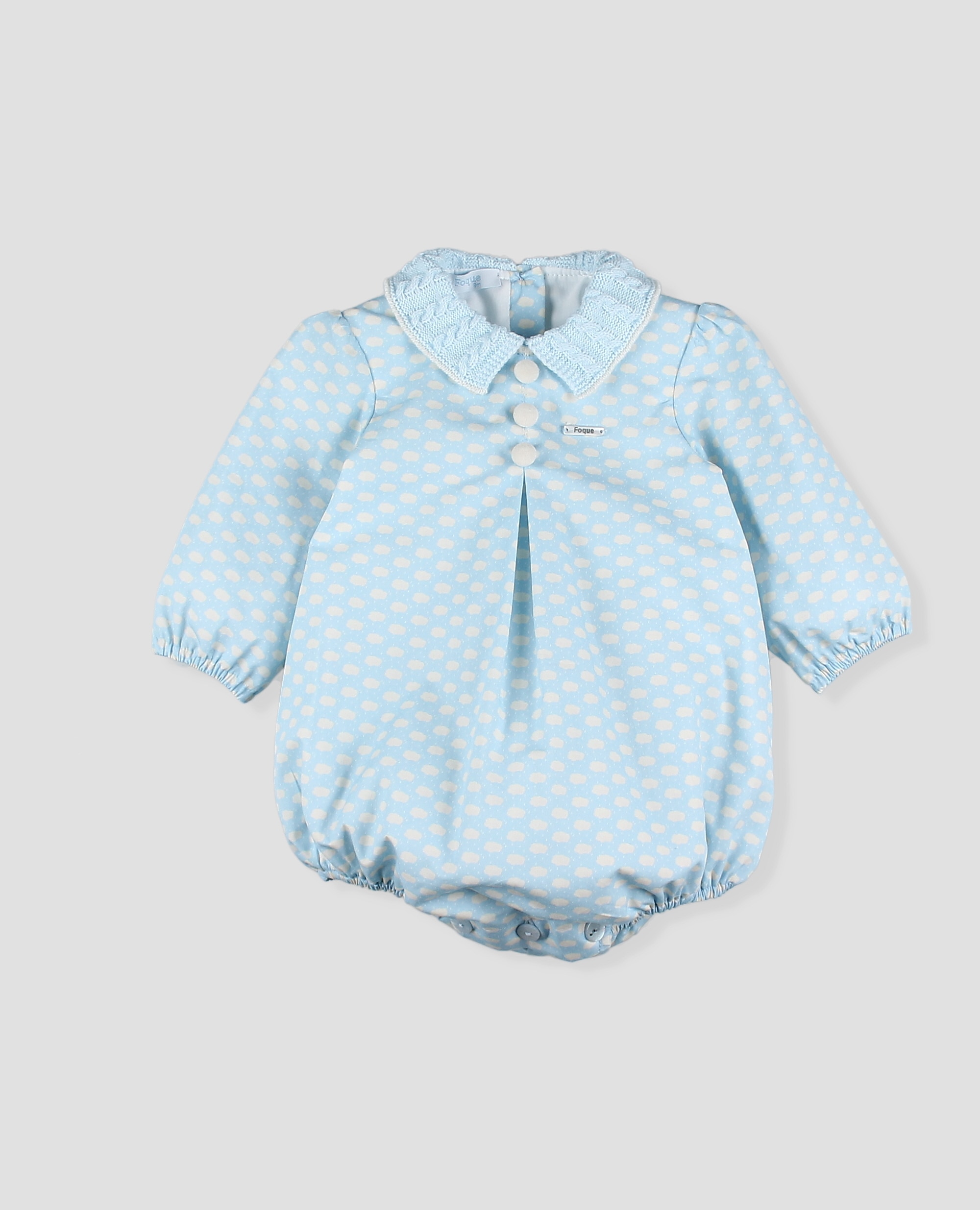 Pelele tela bebe niño en estampado de nubes - Foque - Azul celeste Azul celeste-3