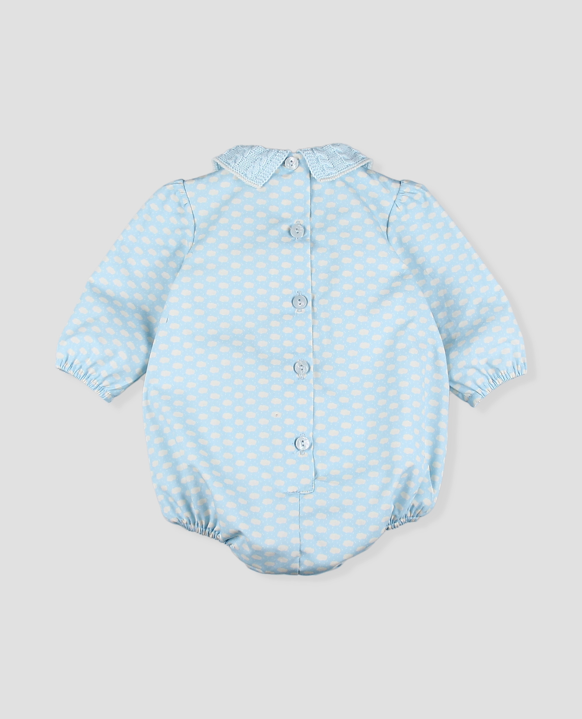 Pelele tela bebe niño en estampado de nubes - Foque - Azul celeste Azul celeste-2