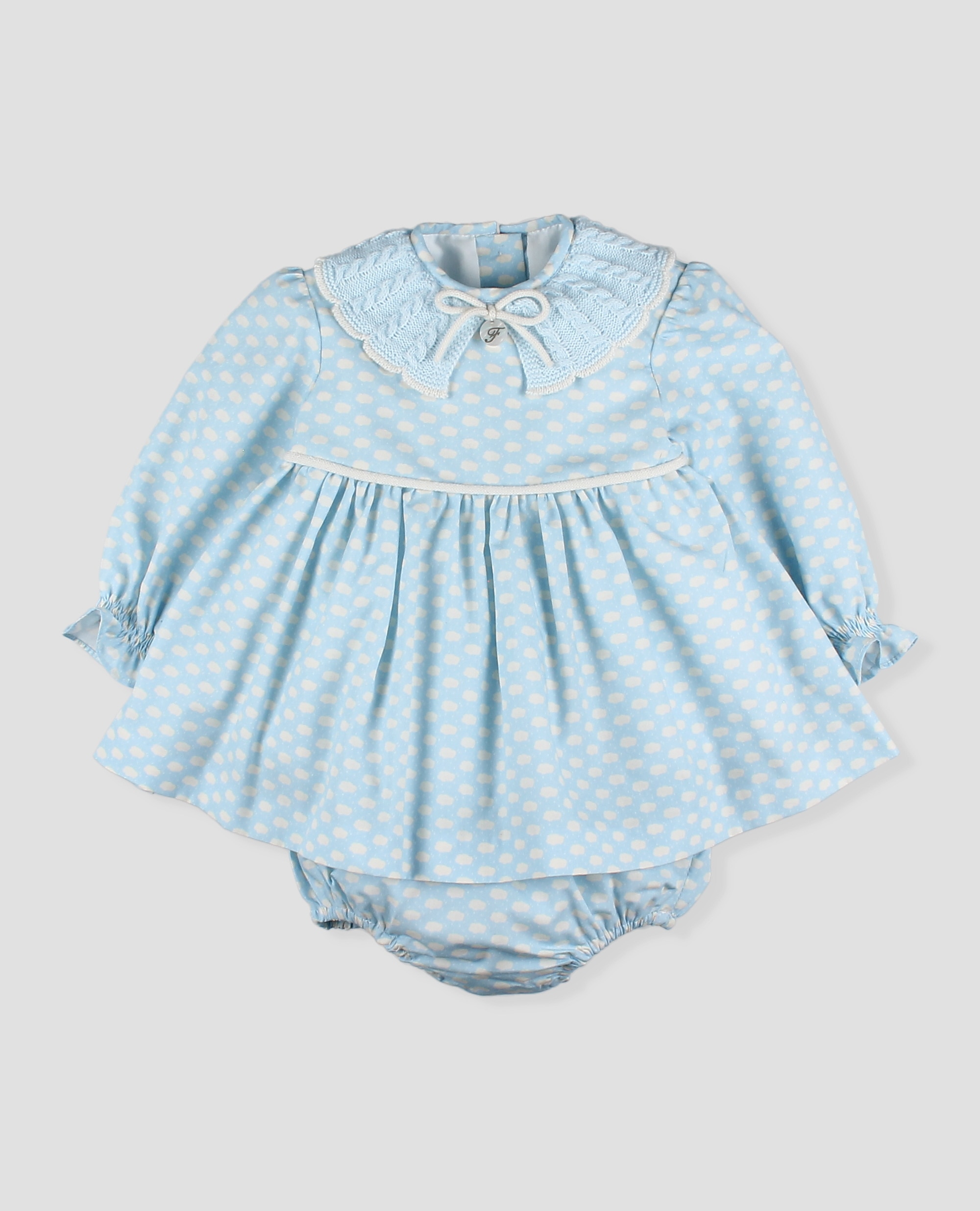 Jesusito tela bebe niña en estampado de nubes - Foque - Azul celeste Azul celeste-3