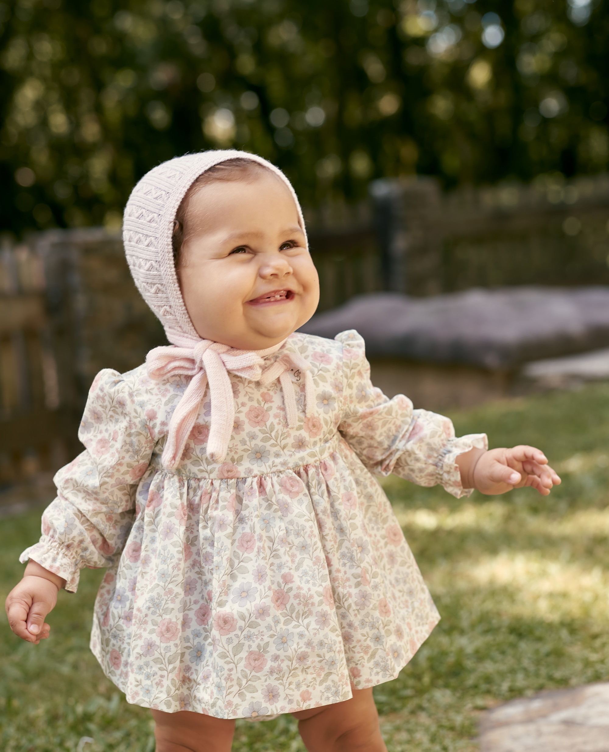 Imagen 0 de Vestido tela con braguita bebé niña en estampado floral Rosa pastel