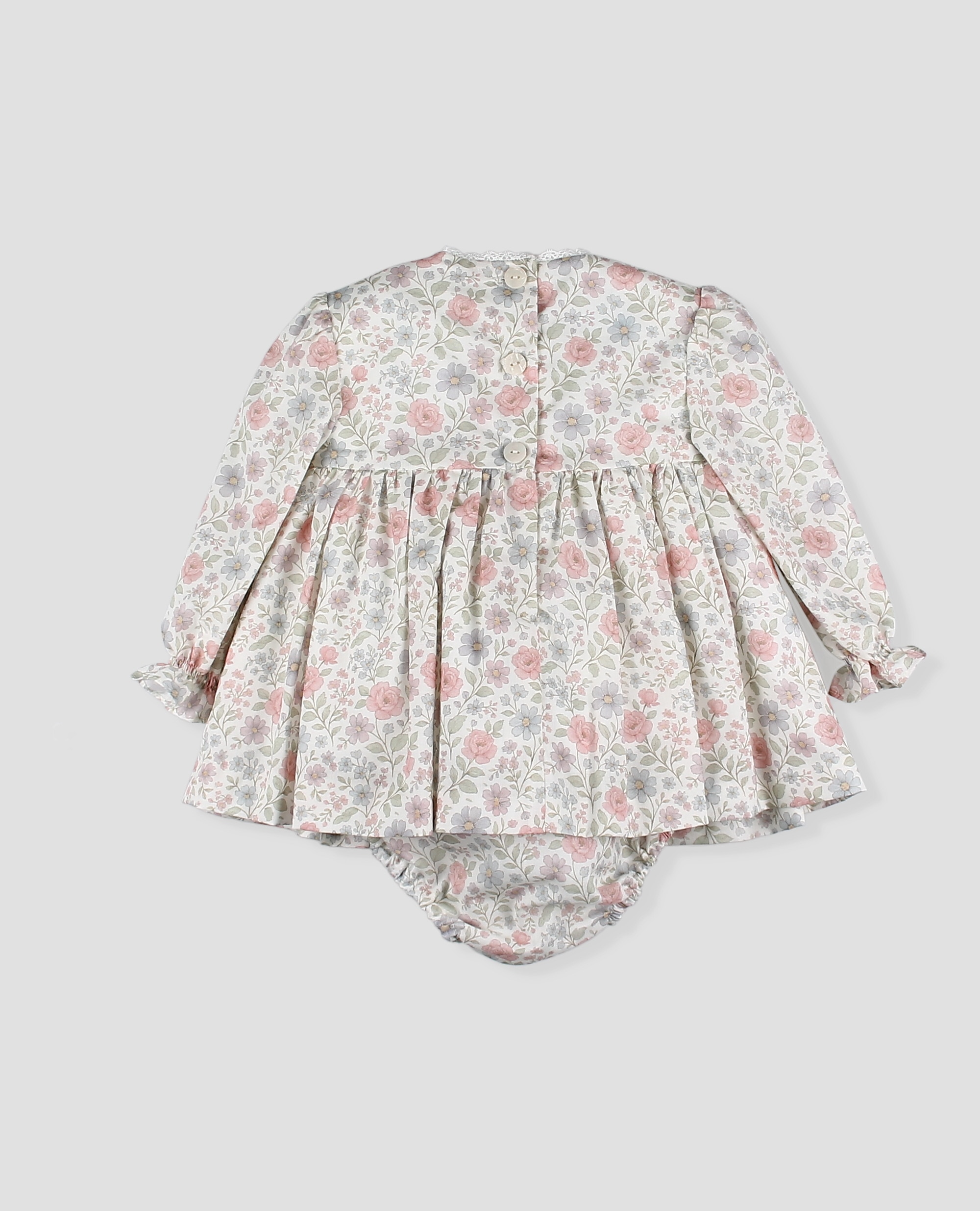 Vestido tela con braguita bebé niña en estampado floral - Foque - Rosa pastel Rosa pastel-2