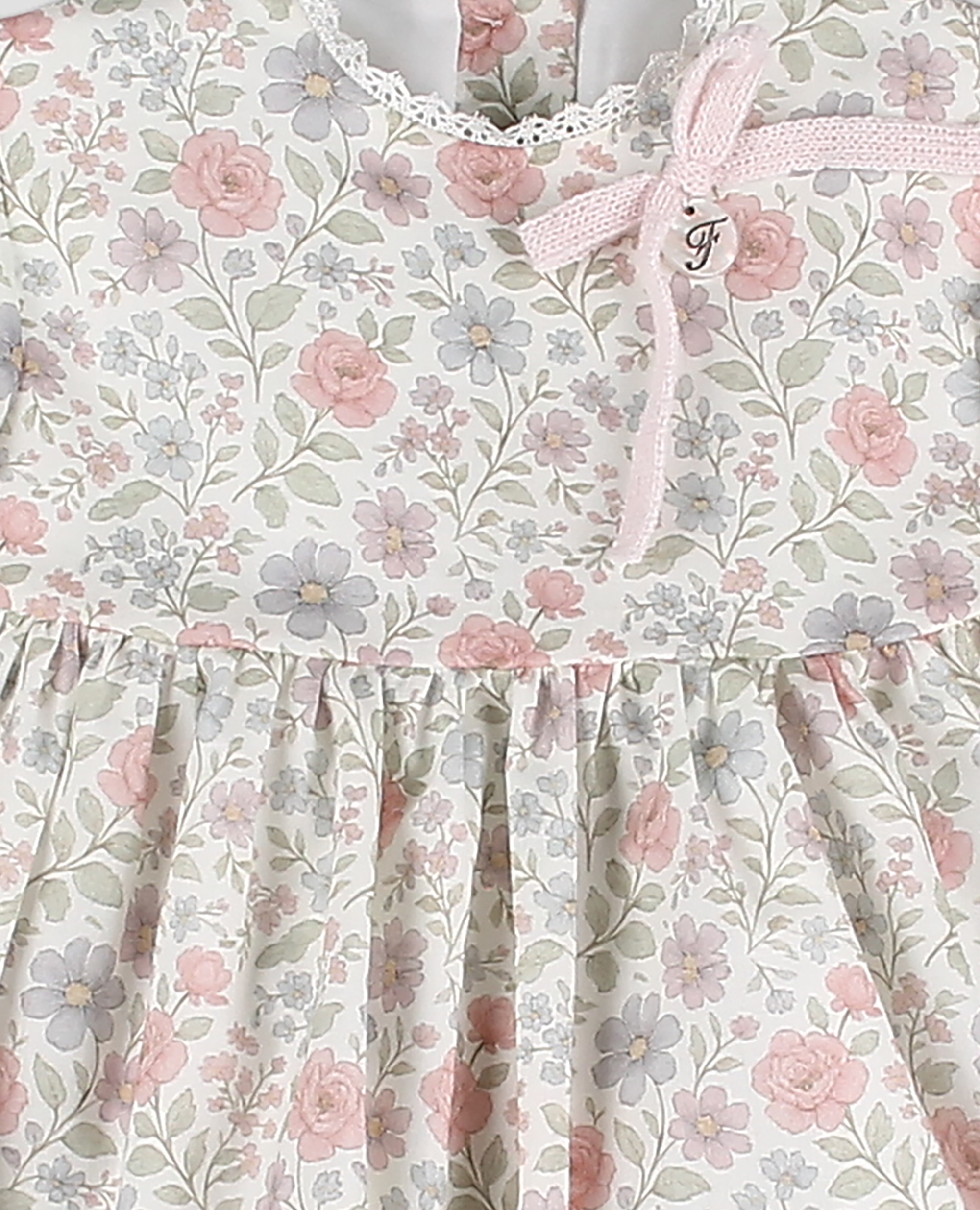 Vestido tela con braguita bebé niña en estampado floral - Foque - Rosa pastel Rosa pastel-4