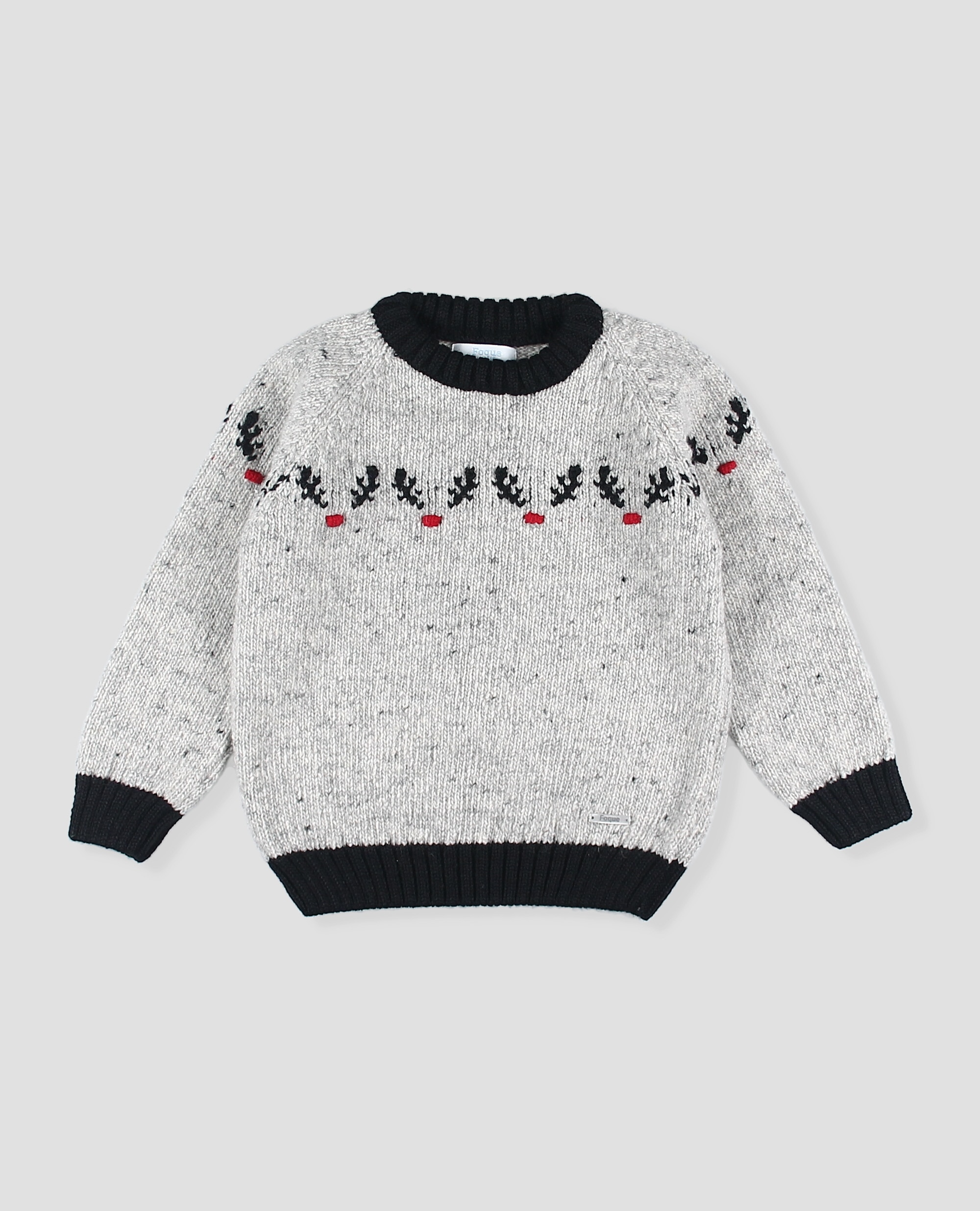 Imagen 0 de Jersey punto bebé niño greca greca renos especial navidad Gris claro