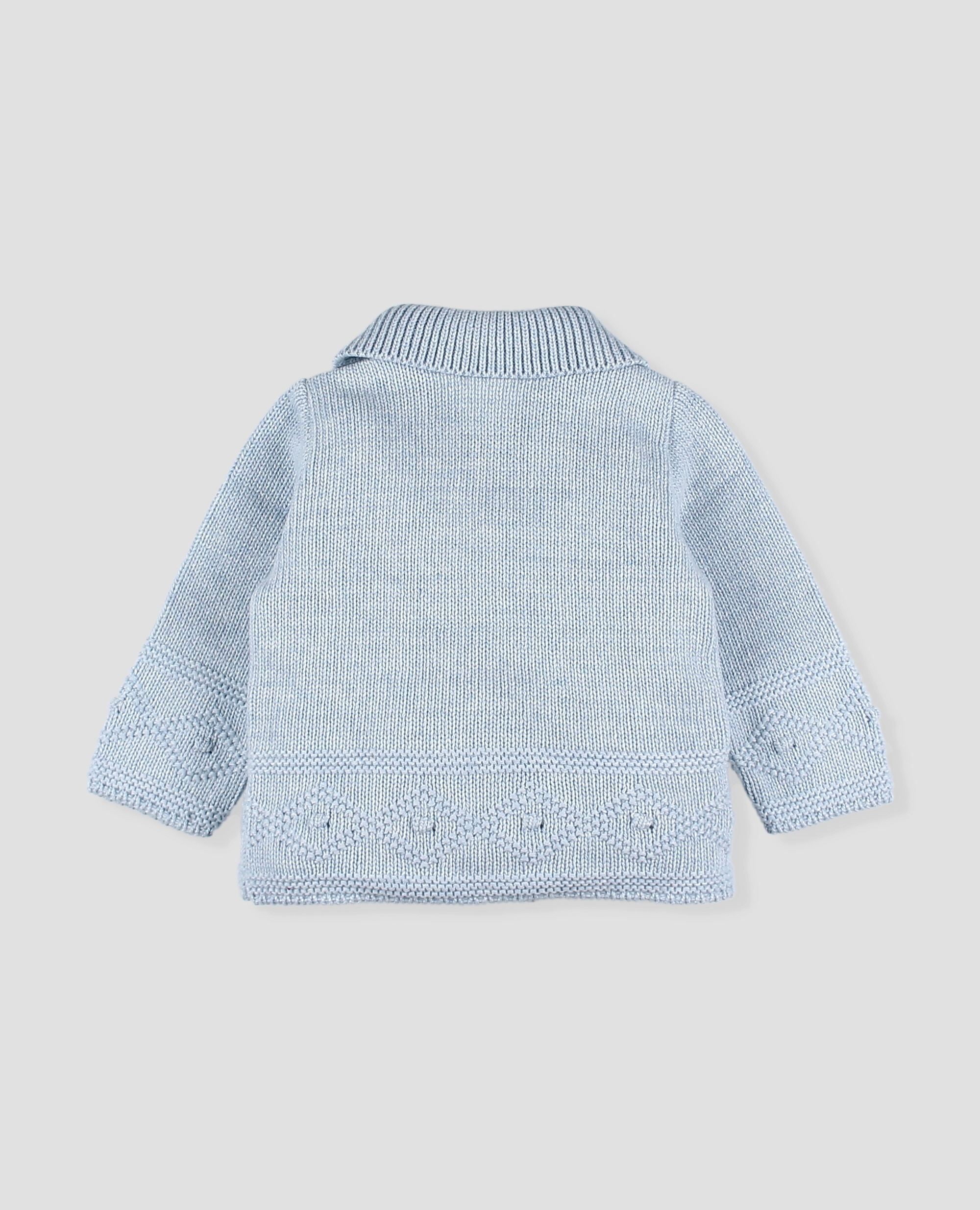 Abrigo punto cuello tricot niño - Foque - Azul celeste Azul celeste-3