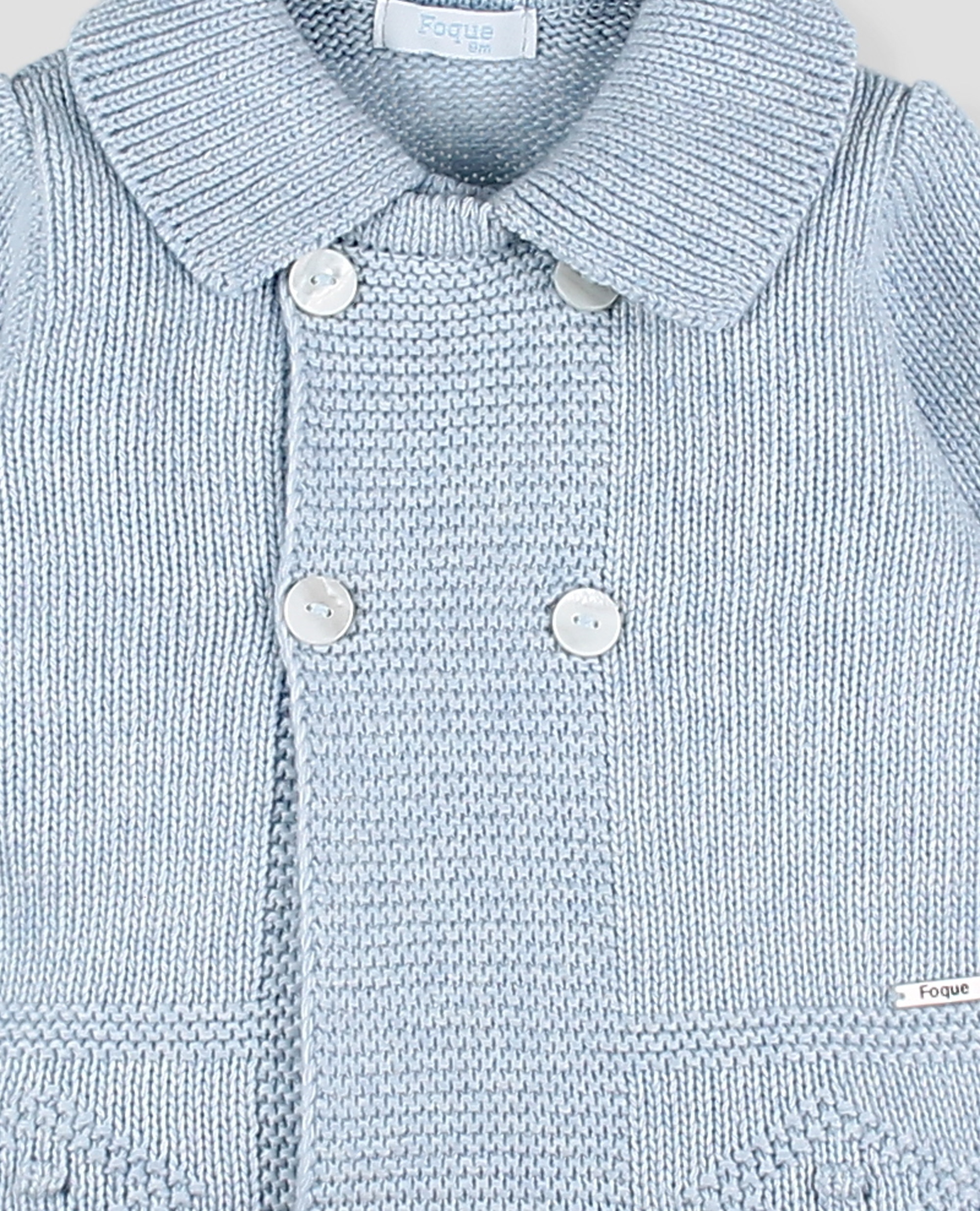 Abrigo punto cuello tricot niño - Foque - Azul celeste Azul celeste-2