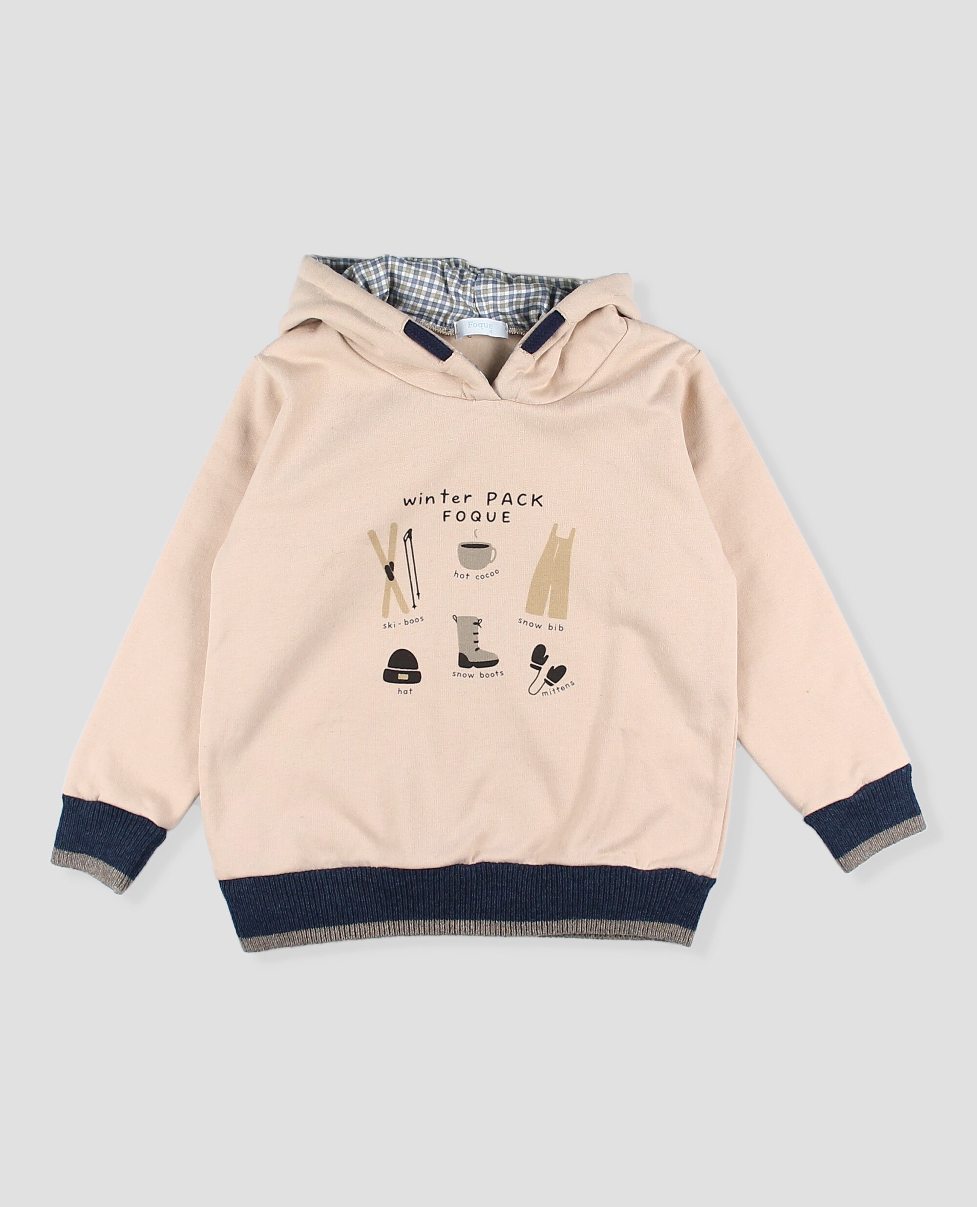 Sudadera bebé niño con capucha y dibuja set de esquí - Foque - Marrón piedra Marrón piedra-3