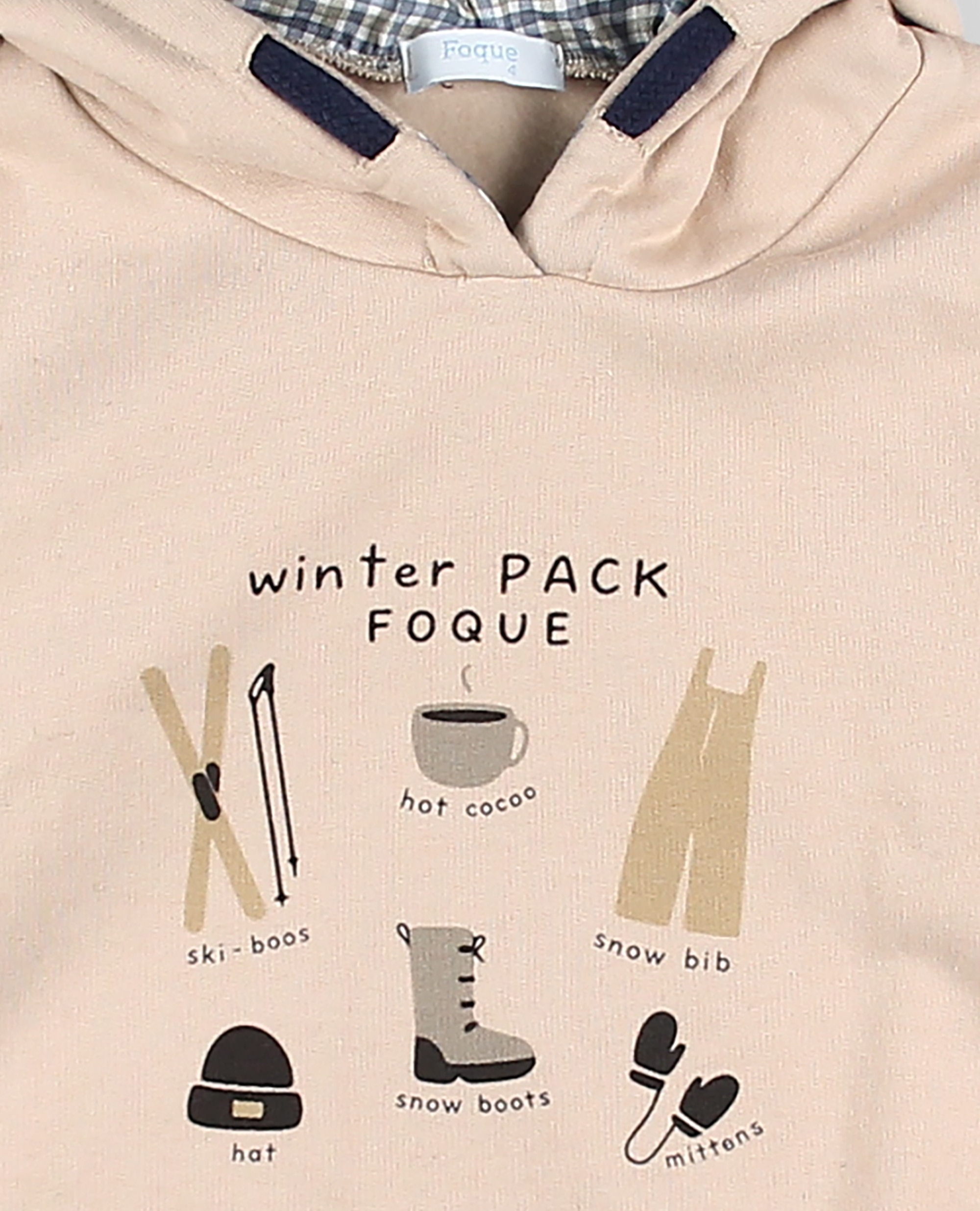 Sudadera bebé niño con capucha y dibuja set de esquí - Foque - Marrón piedra Marrón piedra-4