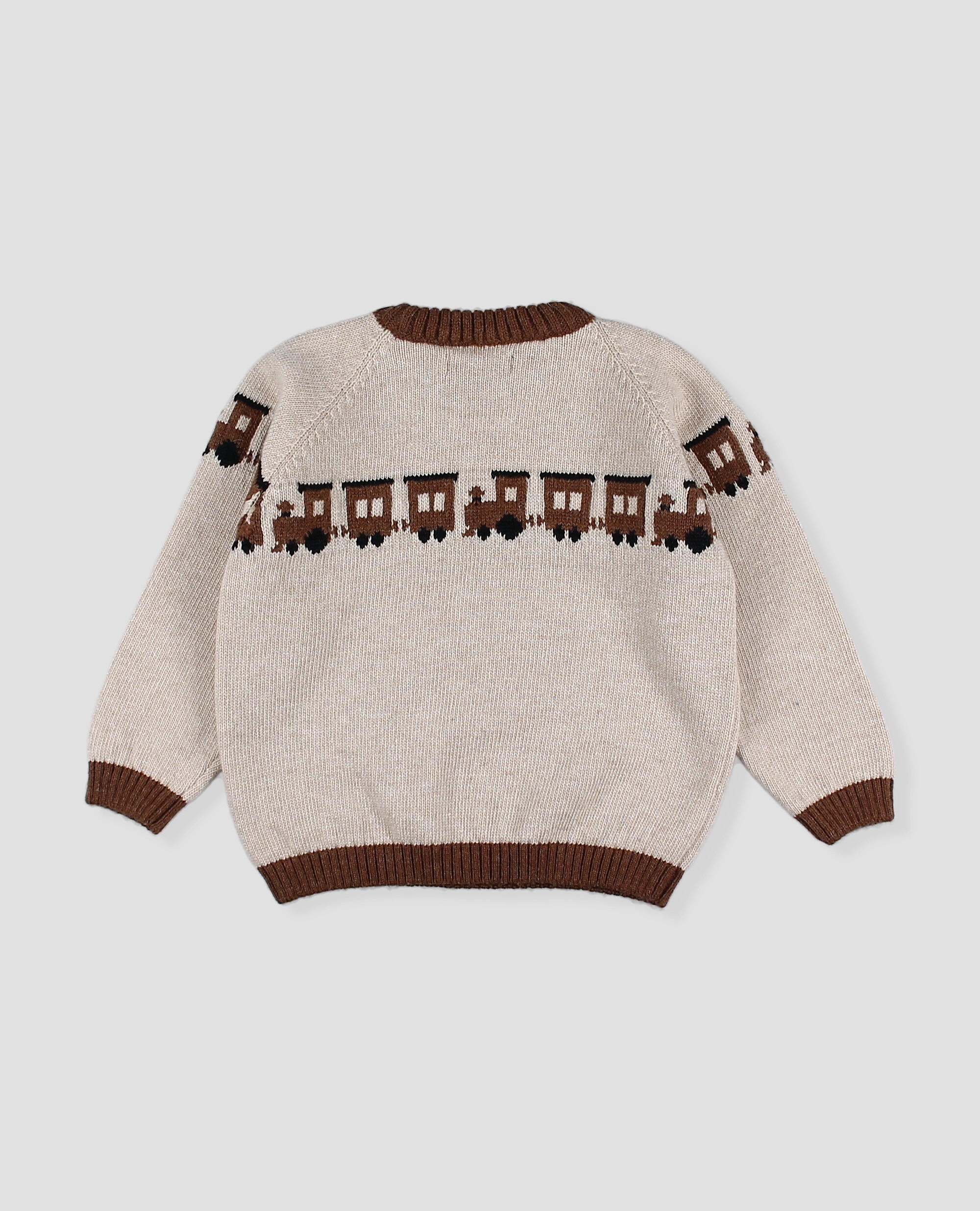 Jersey en punto de niño con greca de tren - Foque - Beige Beige-3