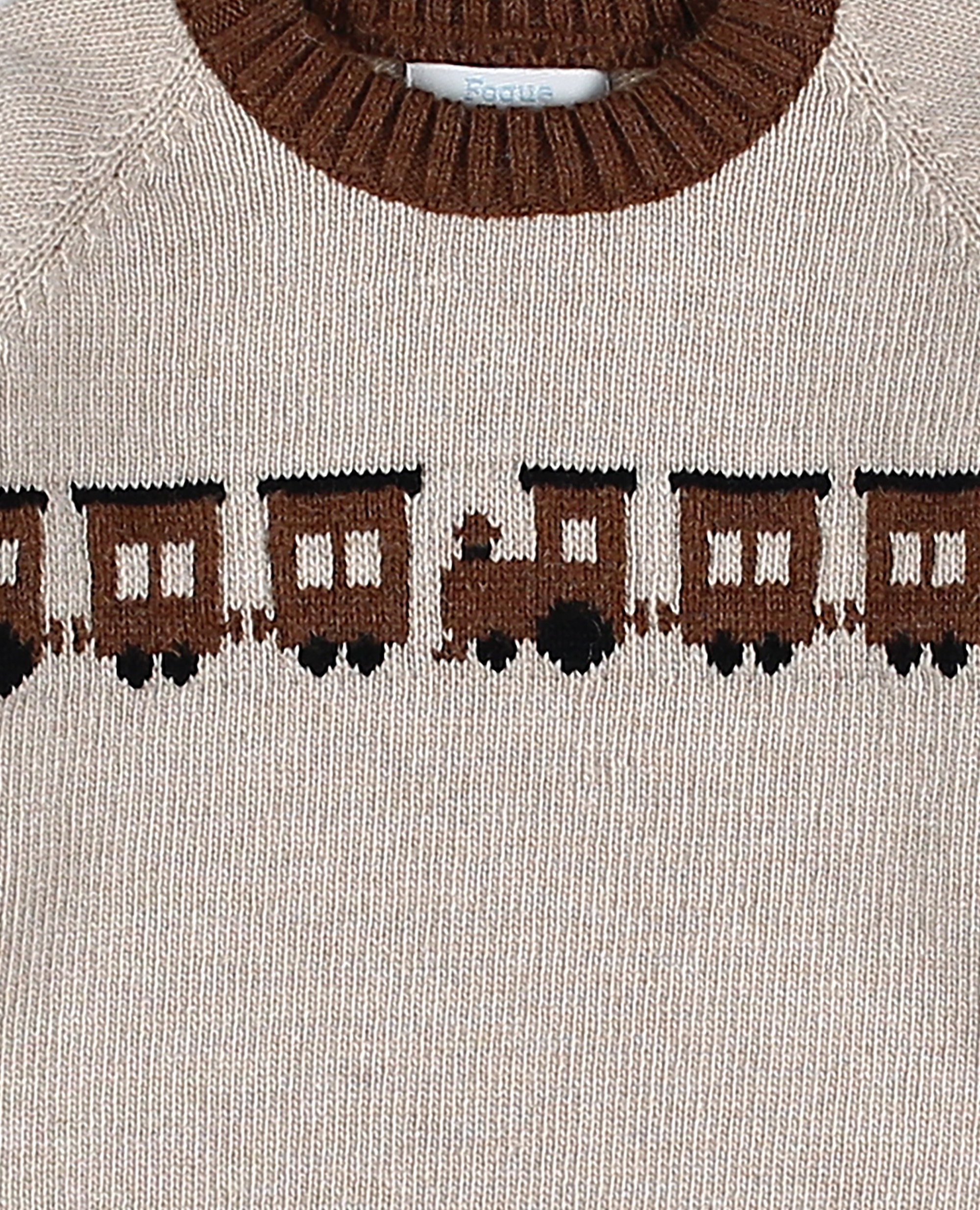 Jersey en punto de niño con greca de tren - Foque - Beige Beige-2