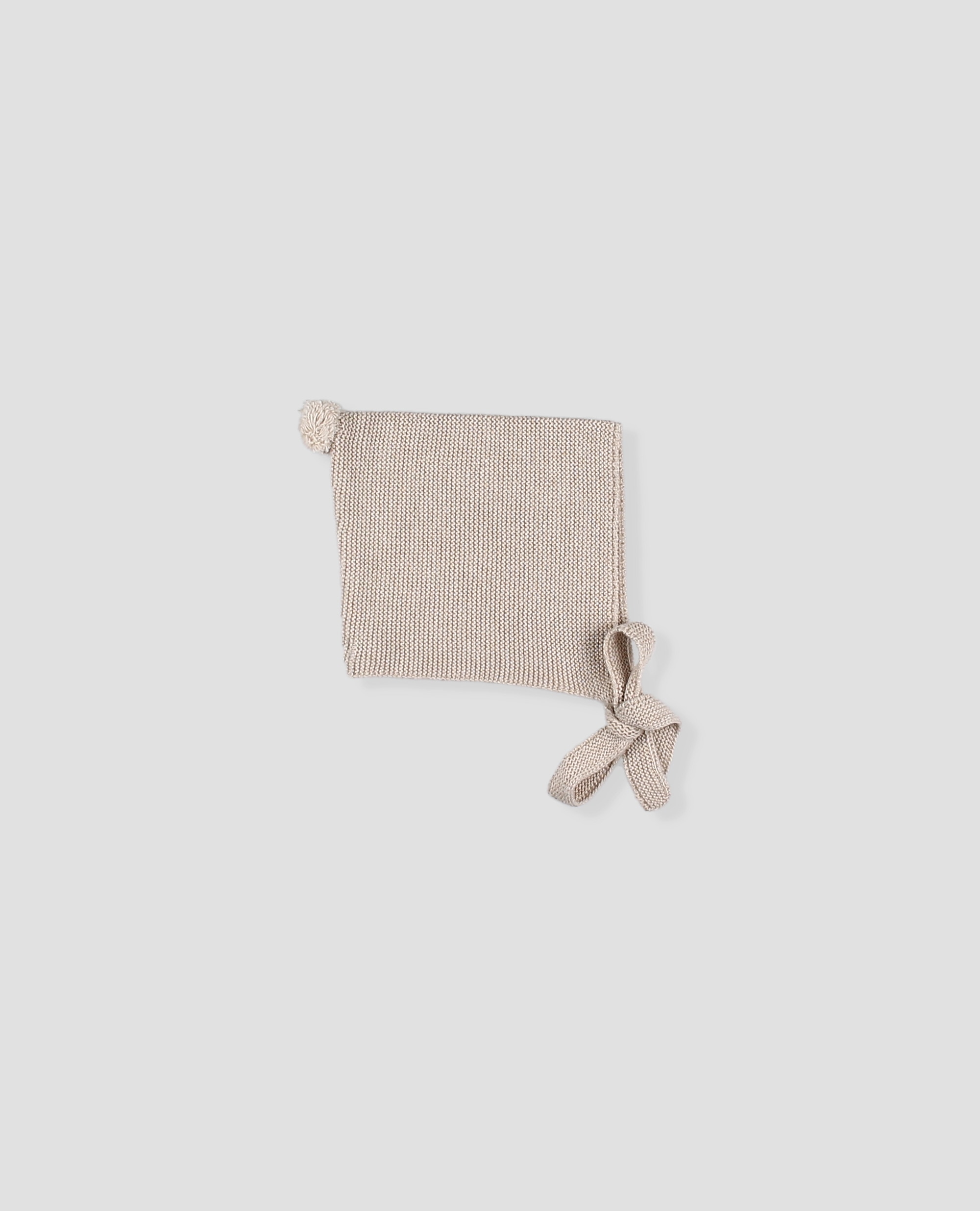 Capota de punto bobo con pompón en la punta y lazada de punto - Foque - Beige Beige-3