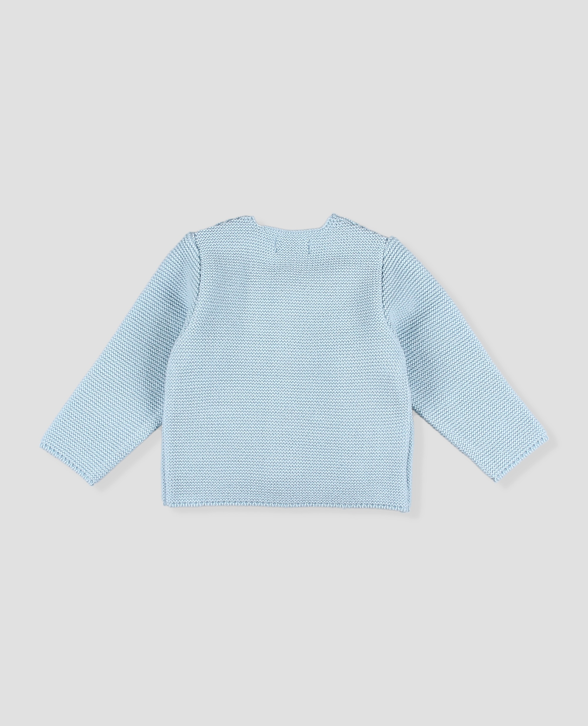 Chaqueta larga bebé niño en punto bobo - Foque - Azul celeste Azul celeste-3
