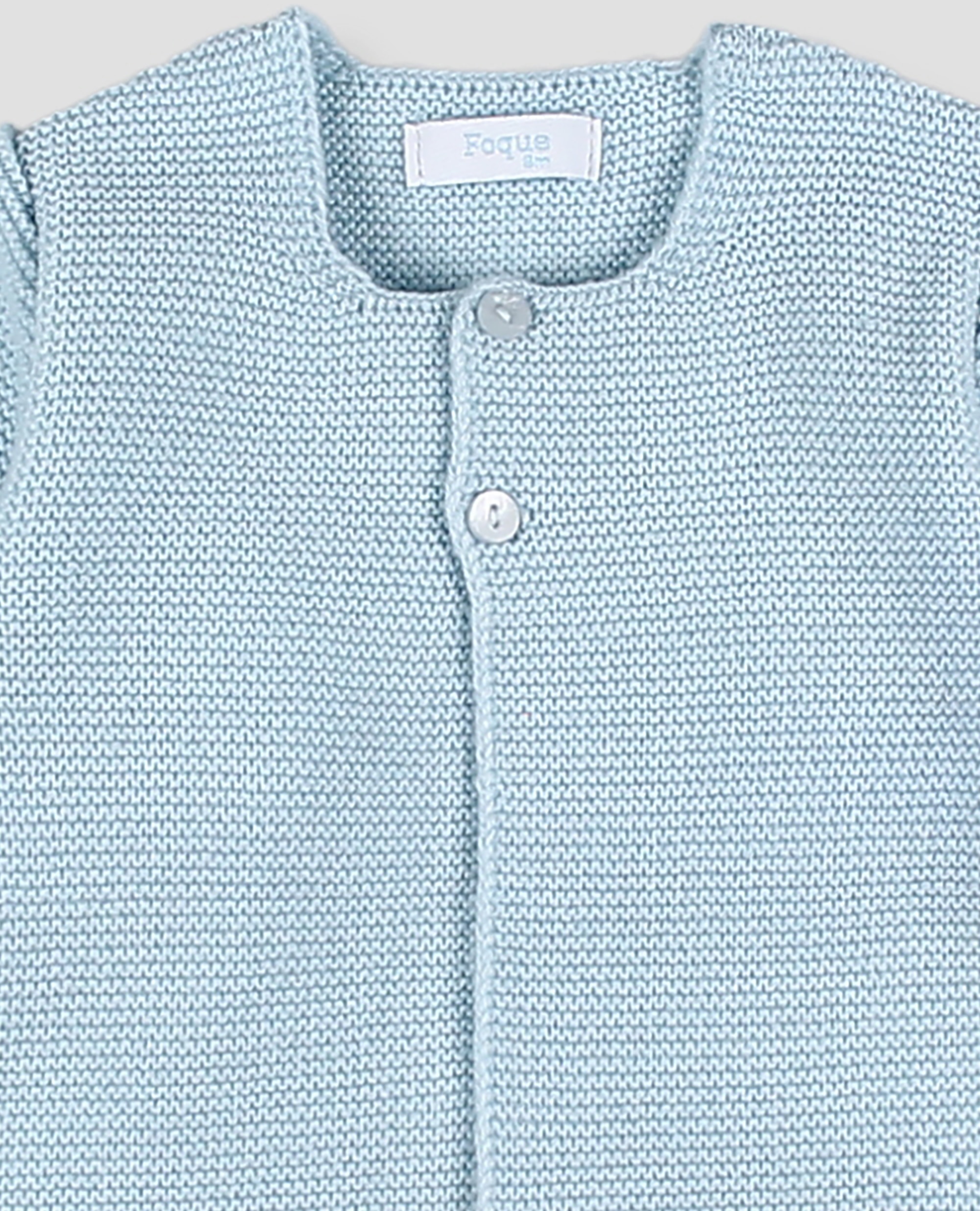 Chaqueta larga bebé niño en punto bobo - Foque - Azul celeste Azul celeste-2