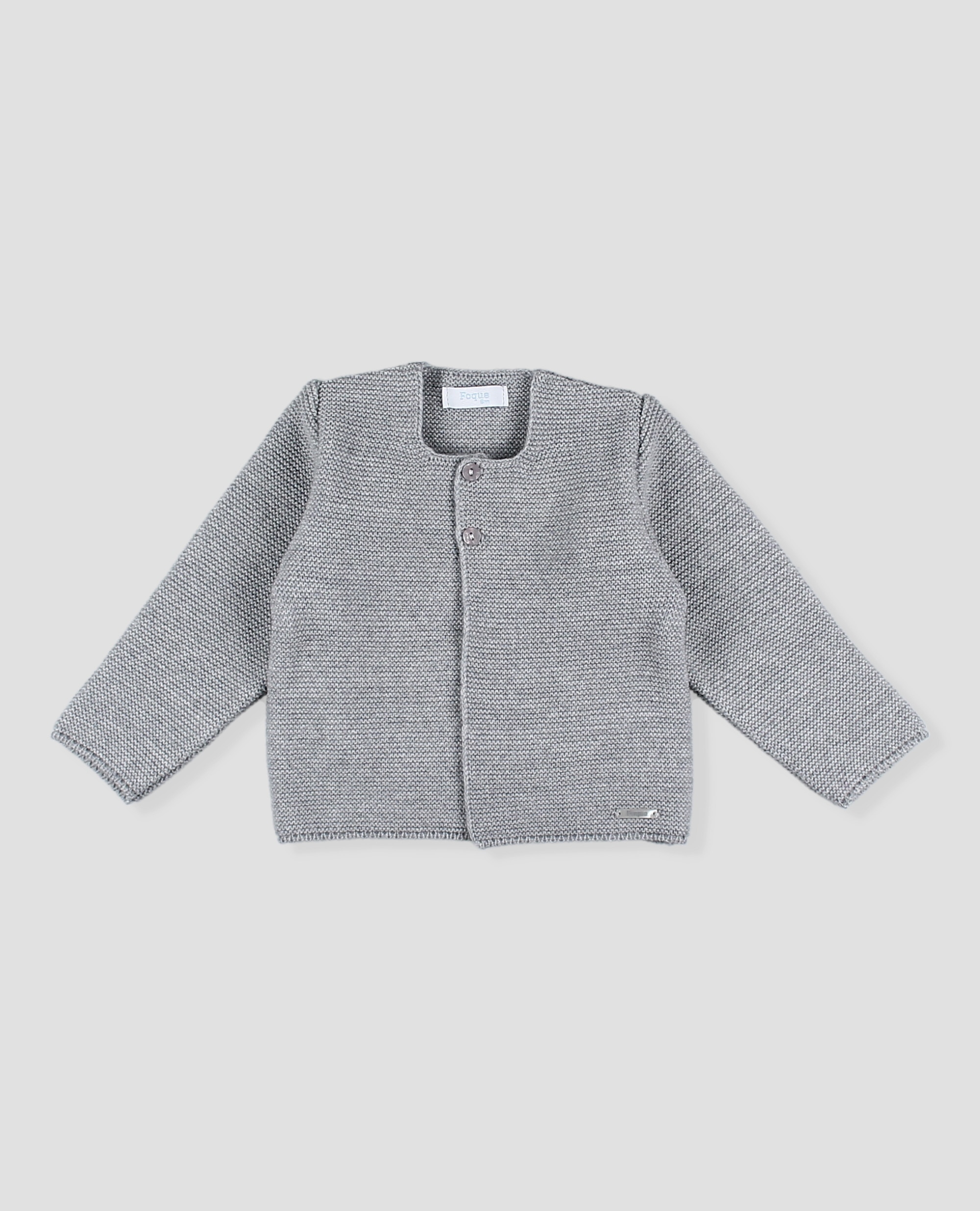 Chaqueta larga bebé niño en punto bobo - Foque - Gris claro Gris claro-3