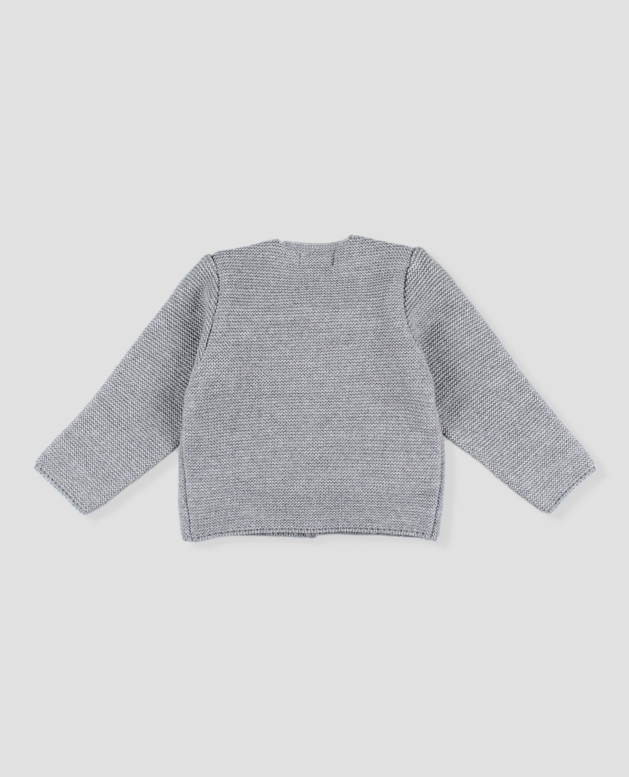 Chaqueta larga bebé niño en punto bobo - Foque - Gris claro Gris claro-2