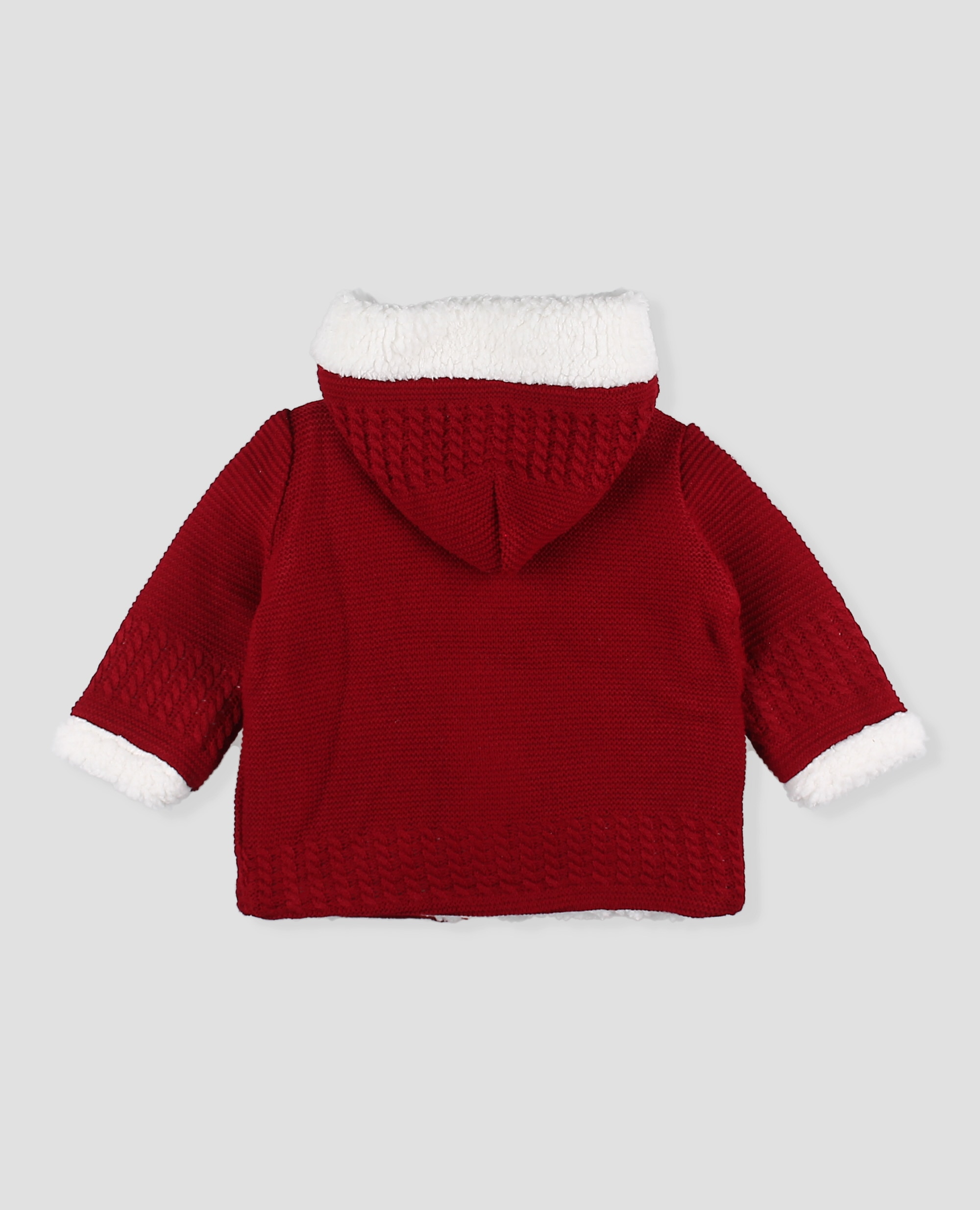 Abrigo de punto con borreguito bebè niño con capucha - Foque - Granate Granate-3