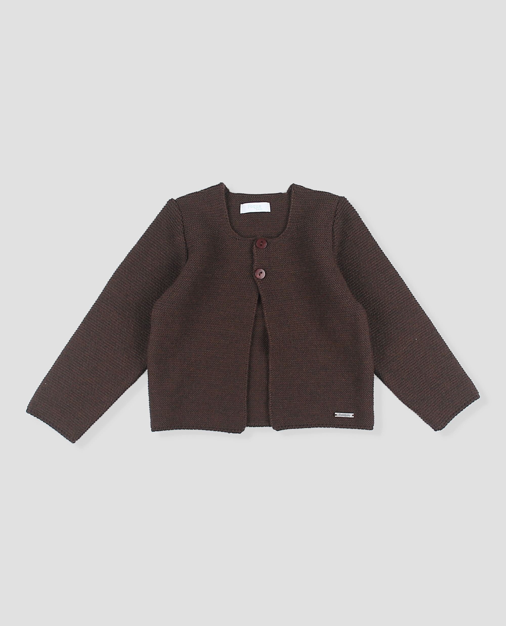 Chaqueta larga bebé niño en punto bobo - Foque - Marrón chocolate Marrón chocolate-1