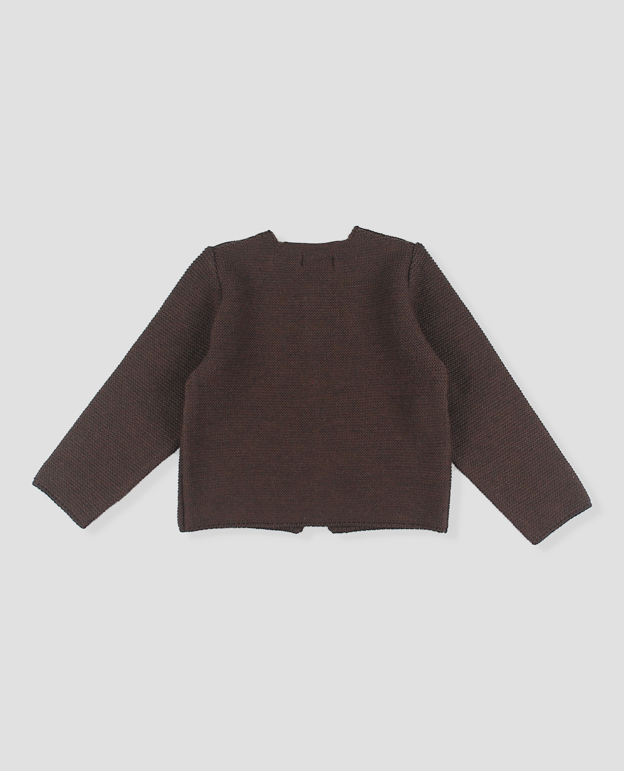 Chaqueta larga bebé niño en punto bobo - Foque - Marrón chocolate Marrón chocolate-3