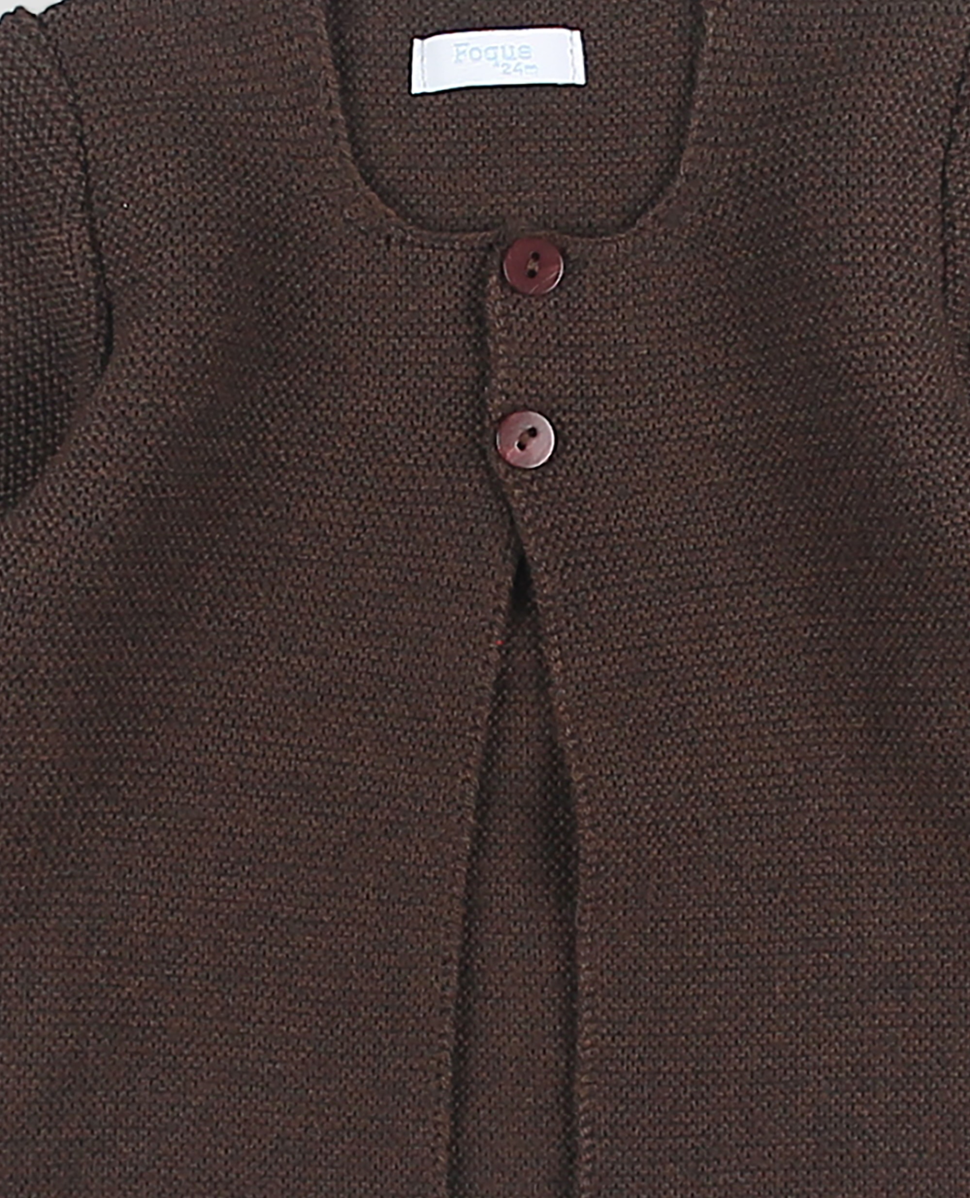 Chaqueta larga bebé niño en punto bobo - Foque - Marrón chocolate Marrón chocolate-2