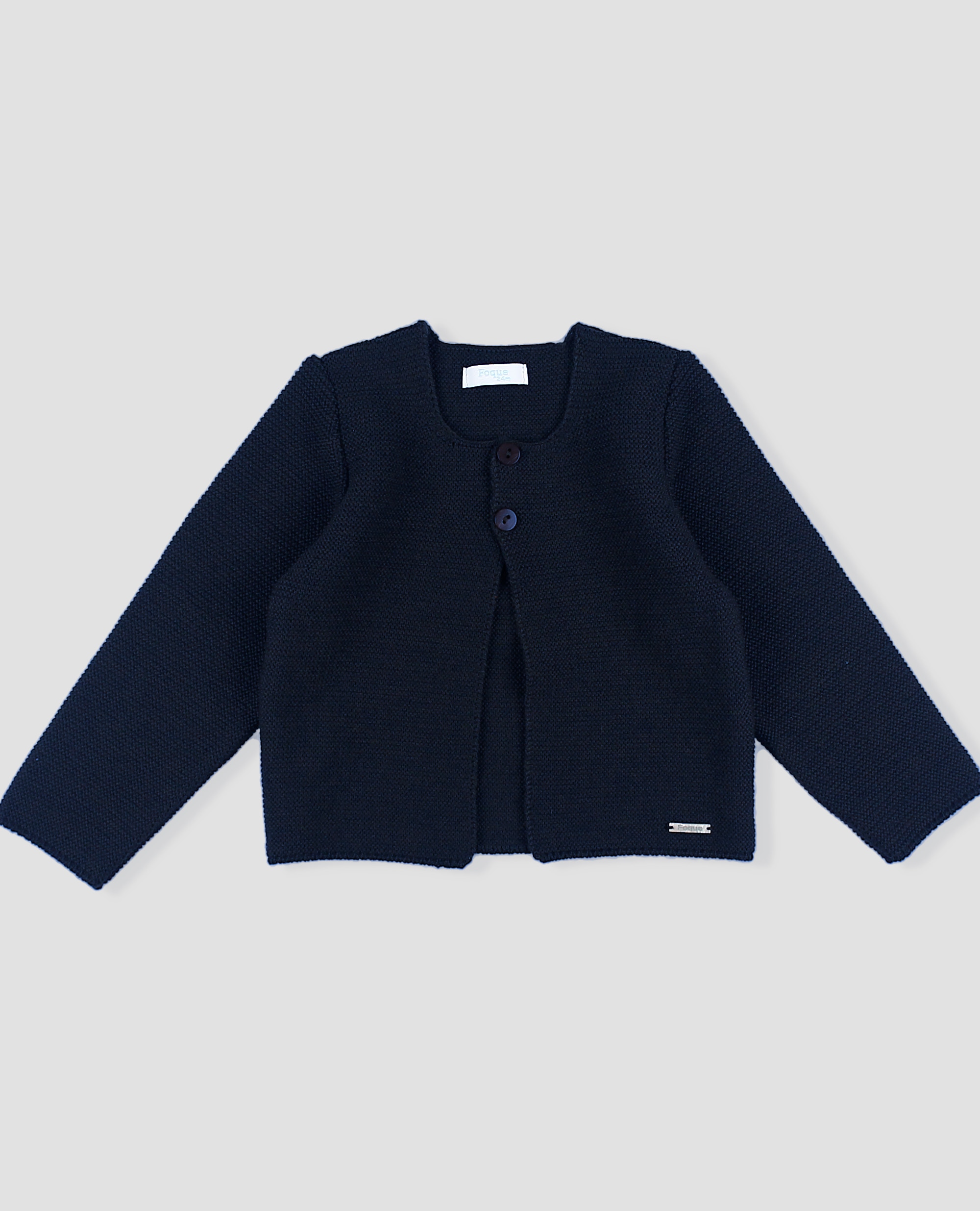 Chaqueta larga bebé niño en punto bobo - Foque - Azul marino Azul marino-1
