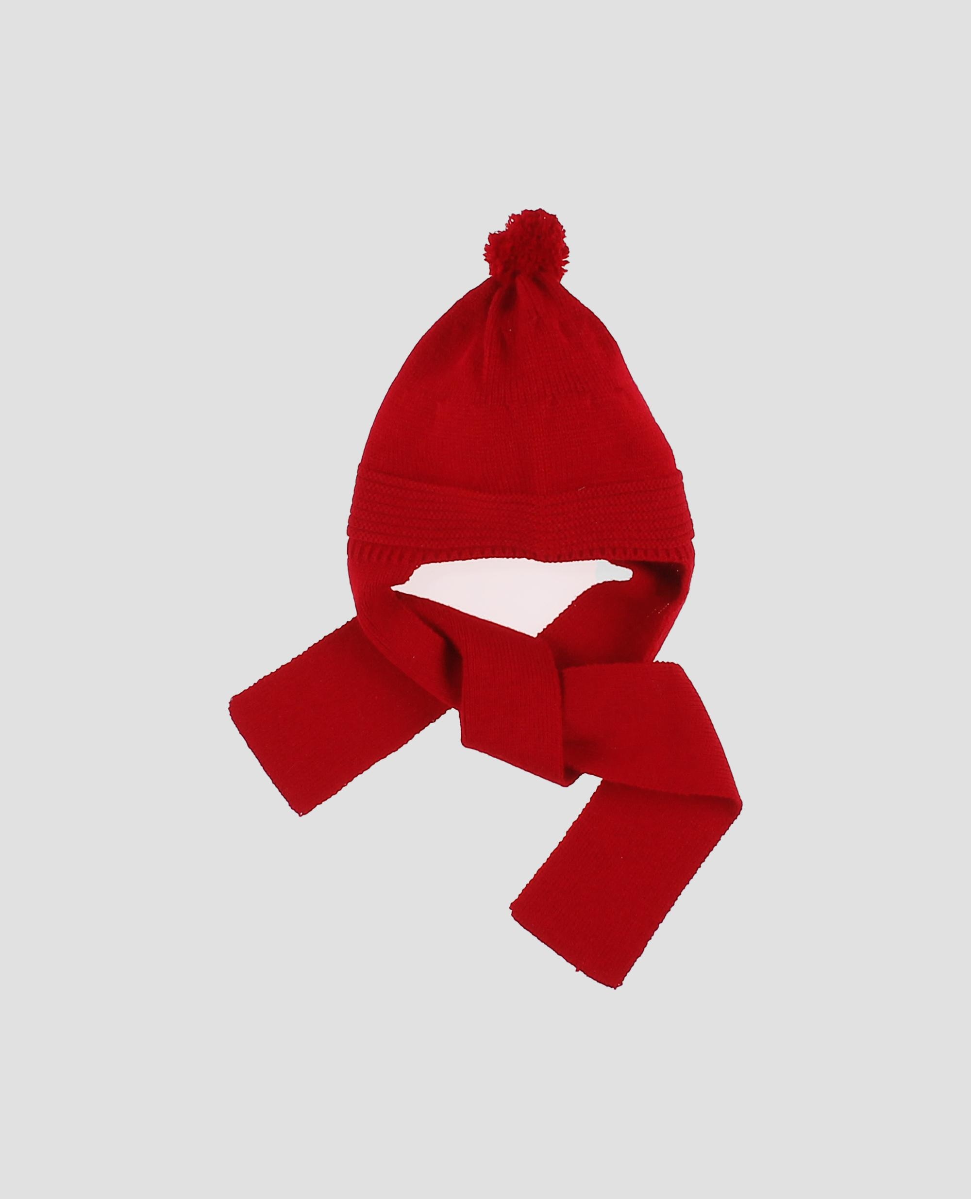 Gorro bufanda de punto con pompón para bebé niño - Foque - Rojo Rojo-3
