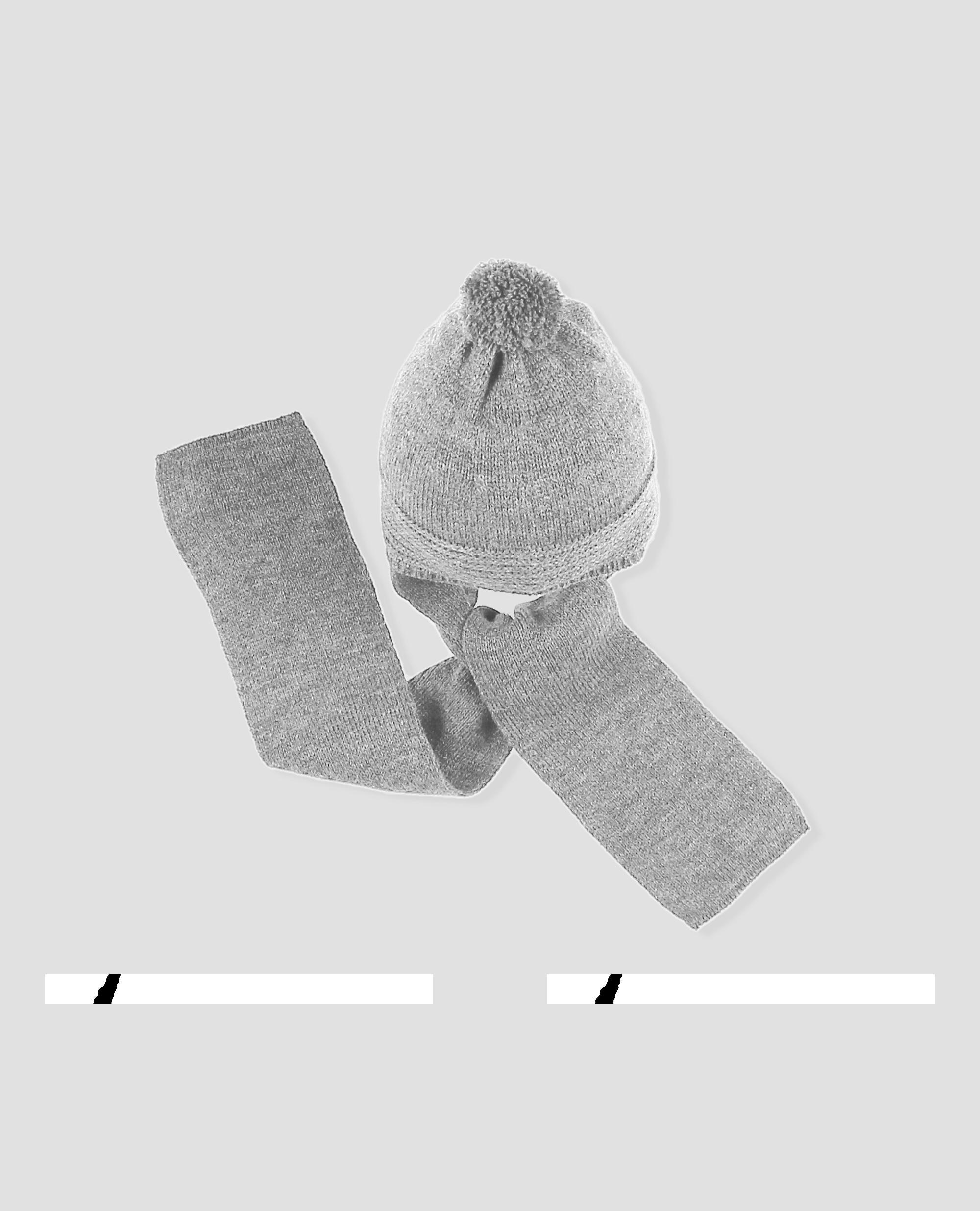Gorro bufanda de punto con pompón para bebé niño - Foque - Gris claro Gris claro-3