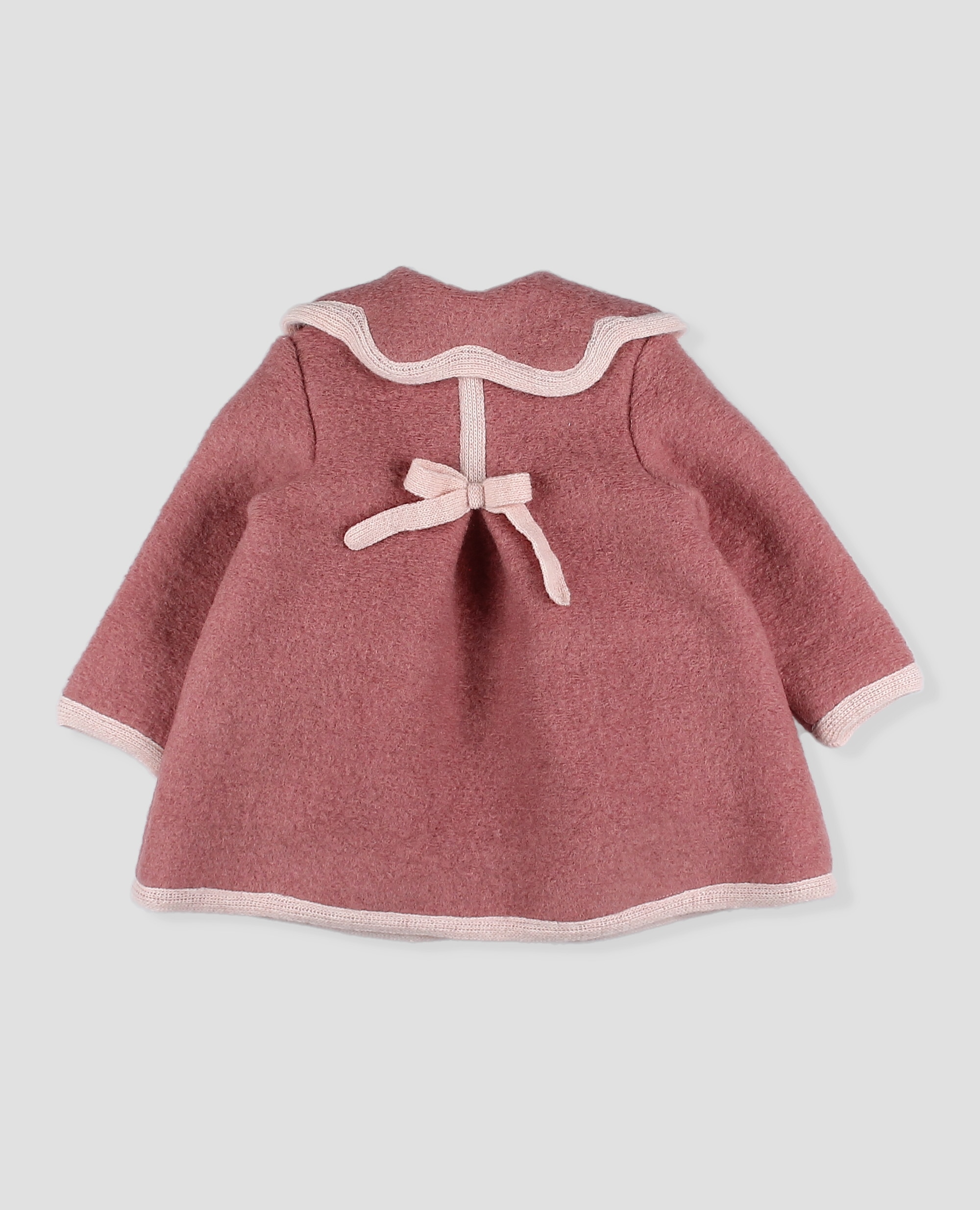 Abrigo cuello ondas bebé niña tipo austriaca con bolsillos y ribete a contraste - Foque - Rosa pastel Rosa pastel-3
