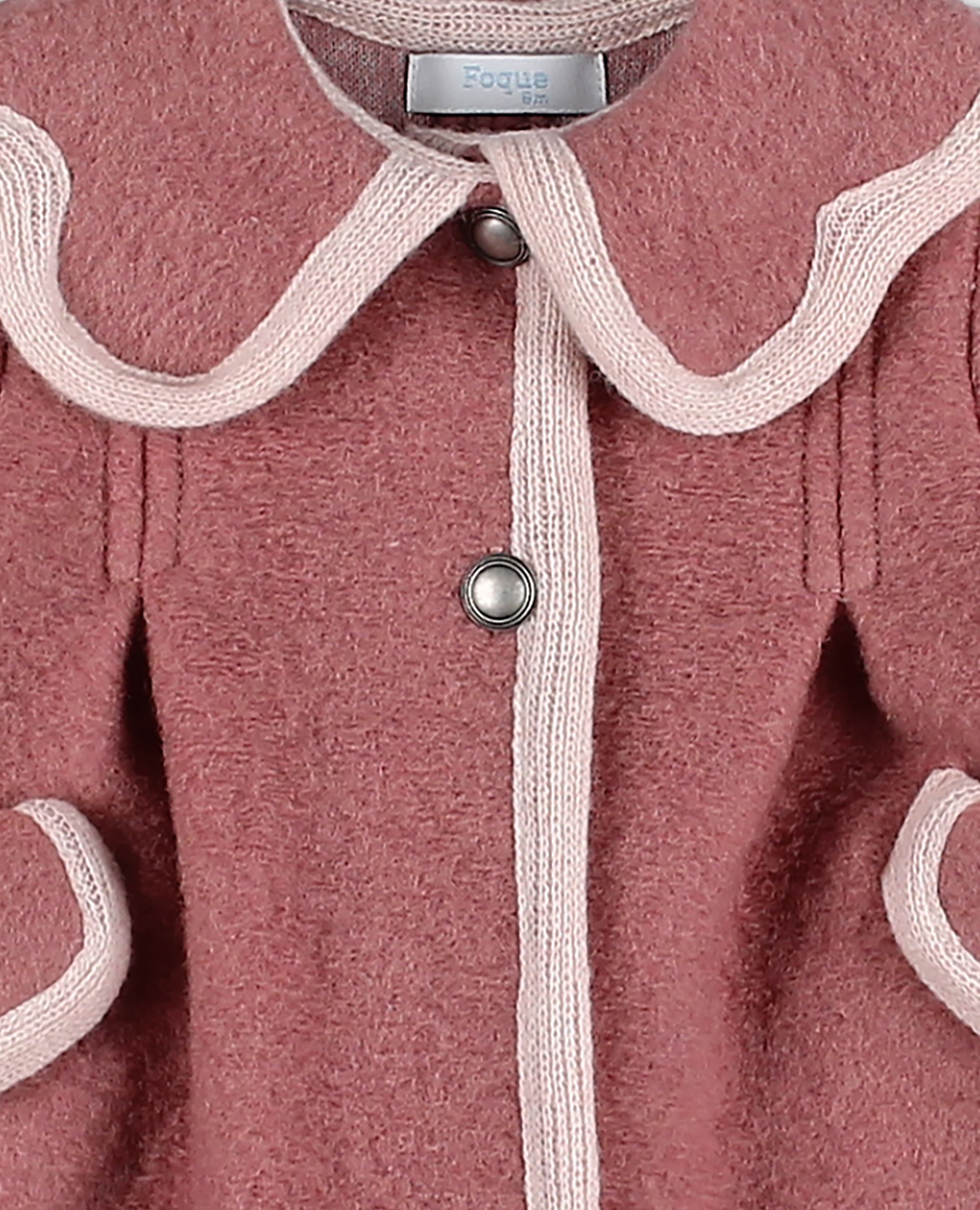 Abrigo cuello ondas bebé niña tipo austriaca con bolsillos y ribete a contraste - Foque - Rosa pastel Rosa pastel-2