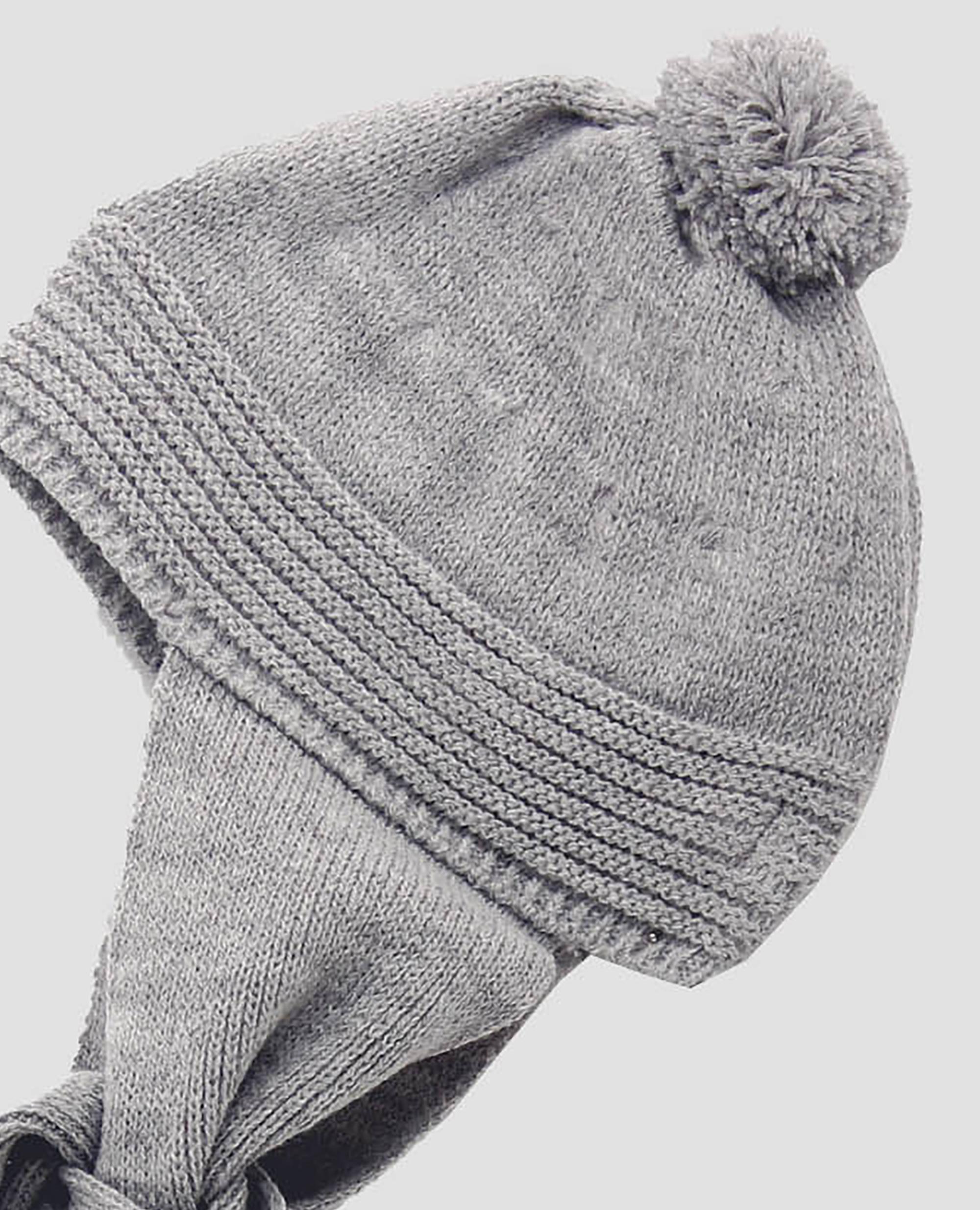Gorro bufanda de punto con pompón para niño - Foque - Gris claro Gris claro-4