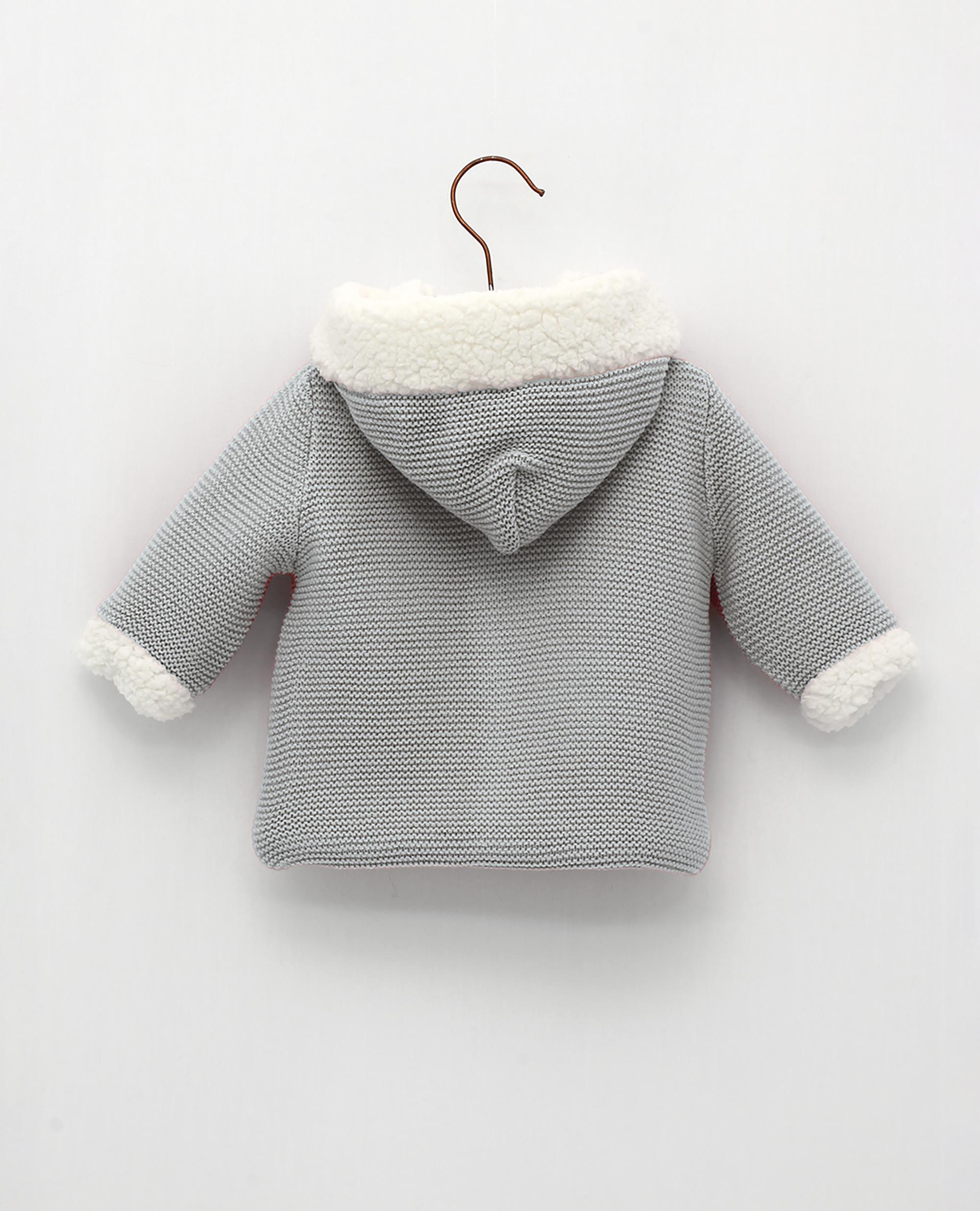 Imagen 3 de Trenca con capucha y punto borreguito niño - Foque - Gris claro Gris claro