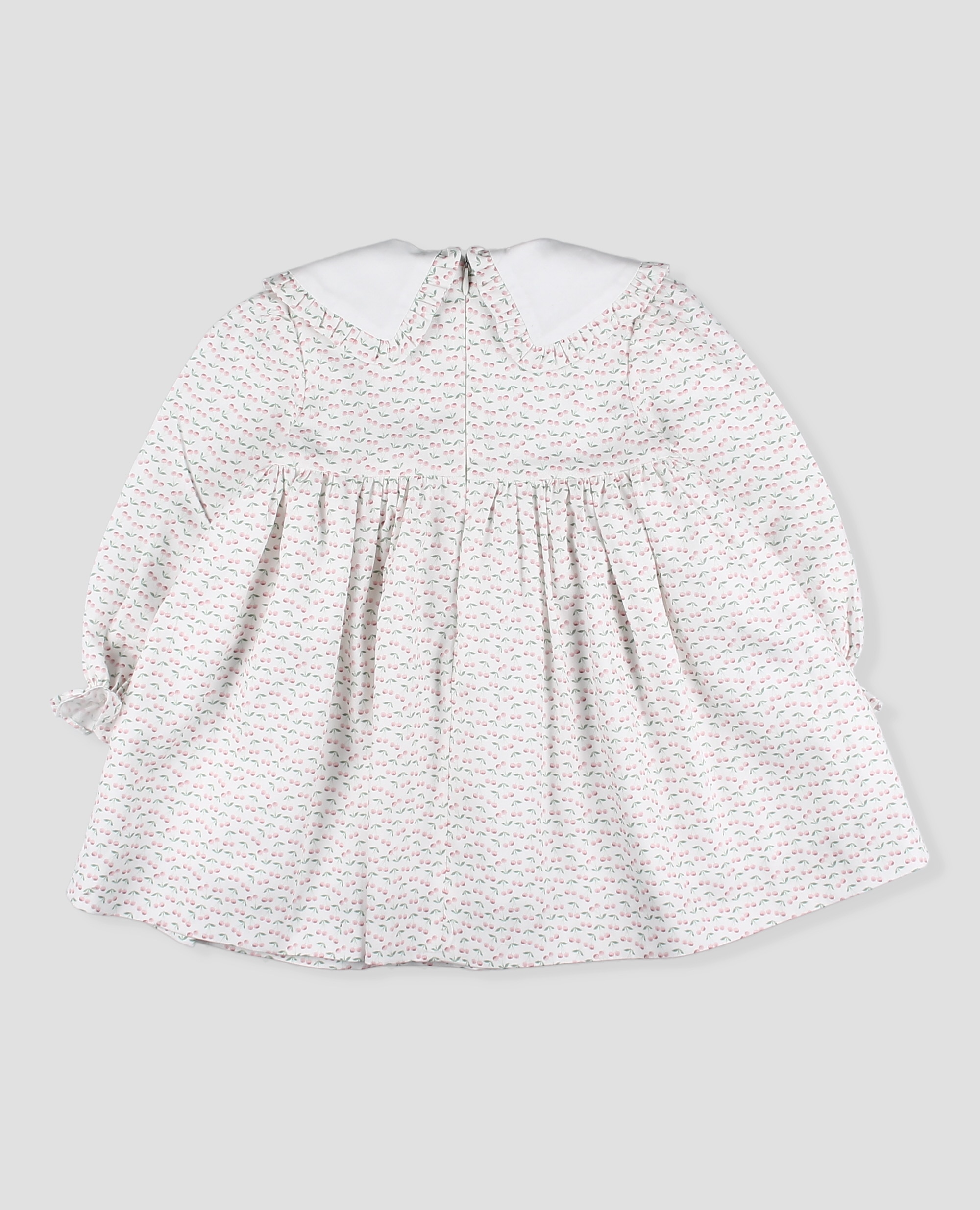 Imagen 2 de Vestido tela bebé niña con cuello bordado en estampado de cerezas - Foque - Rosa claro Rosa claro