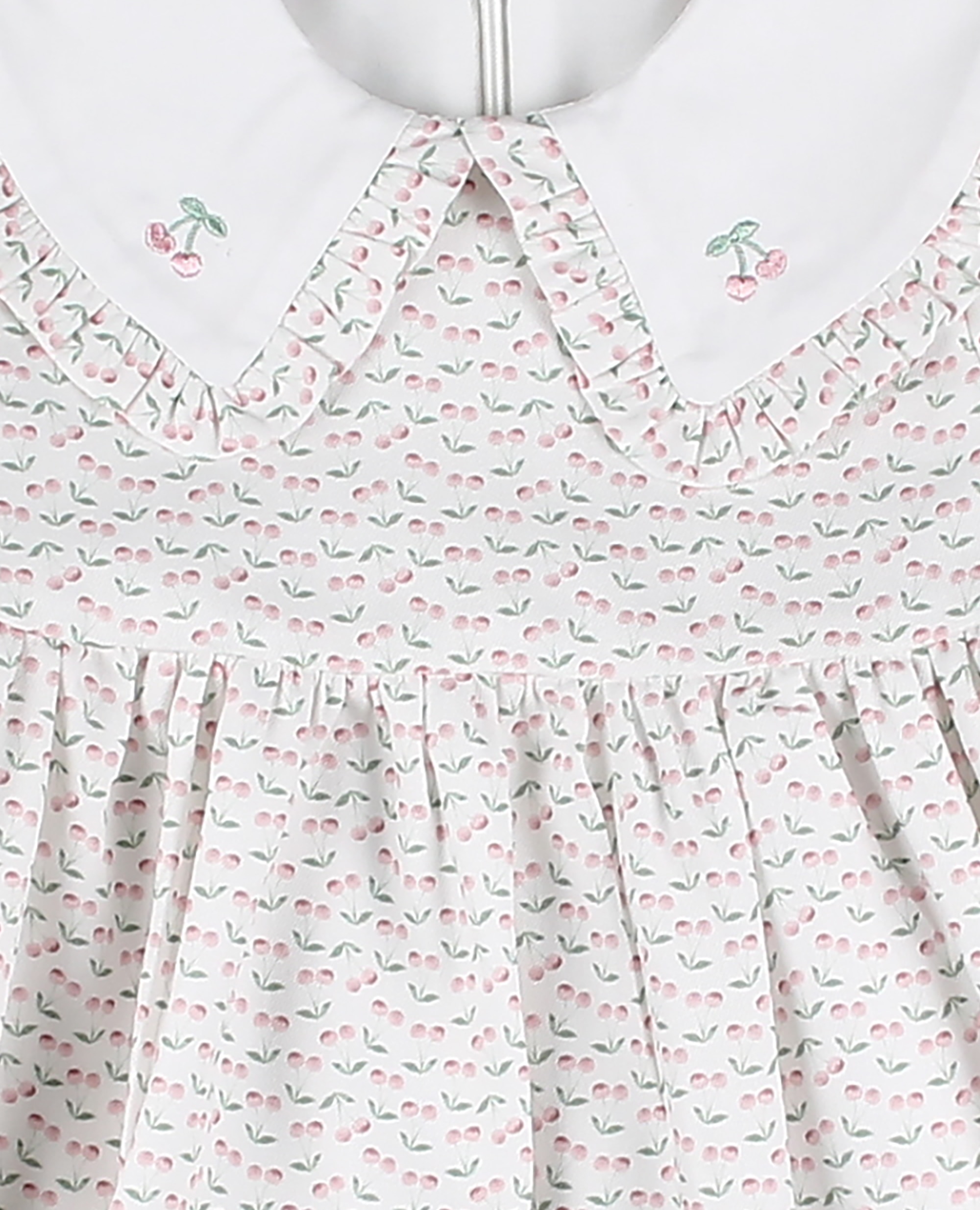 Imagen 4 de Vestido tela bebé niña con cuello bordado en estampado de cerezas - Foque - Rosa claro Rosa claro