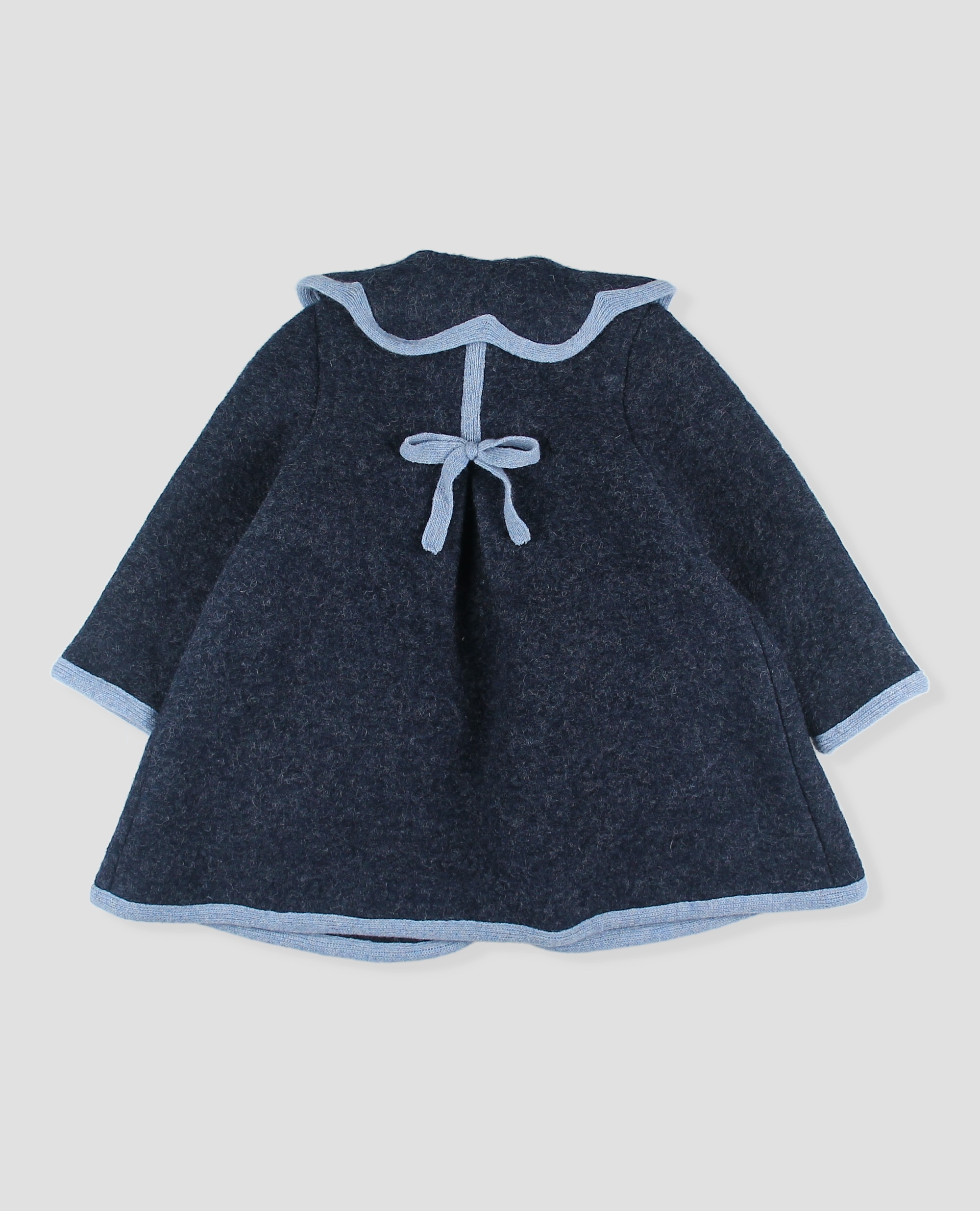 Abrigo cuello ondas bebé niña tipo austriaca con bolsillos y ribete a contraste - Foque - Azul marino Azul marino-2