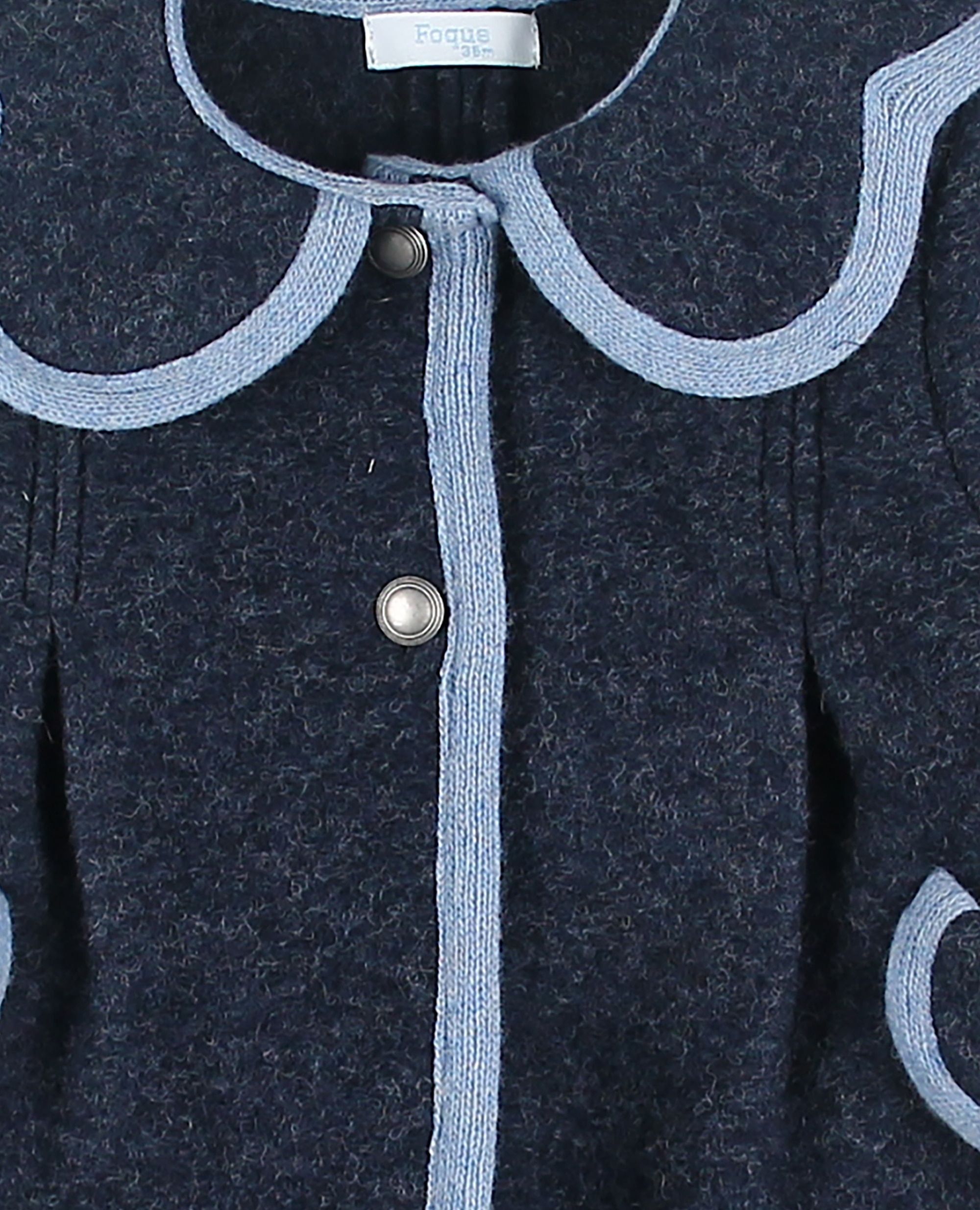 Abrigo cuello ondas bebé niña tipo austriaca con bolsillos y ribete a contraste - Foque - Azul marino Azul marino-4