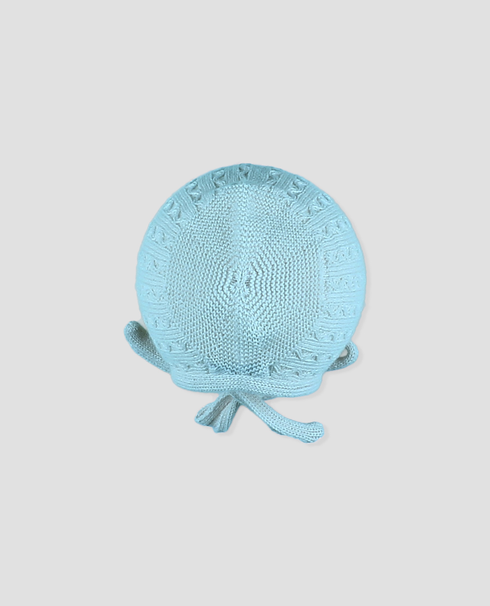 Capota de punto, bebé niña con grecas y lazada de punto. - Foque - Azul celeste Azul celeste-3