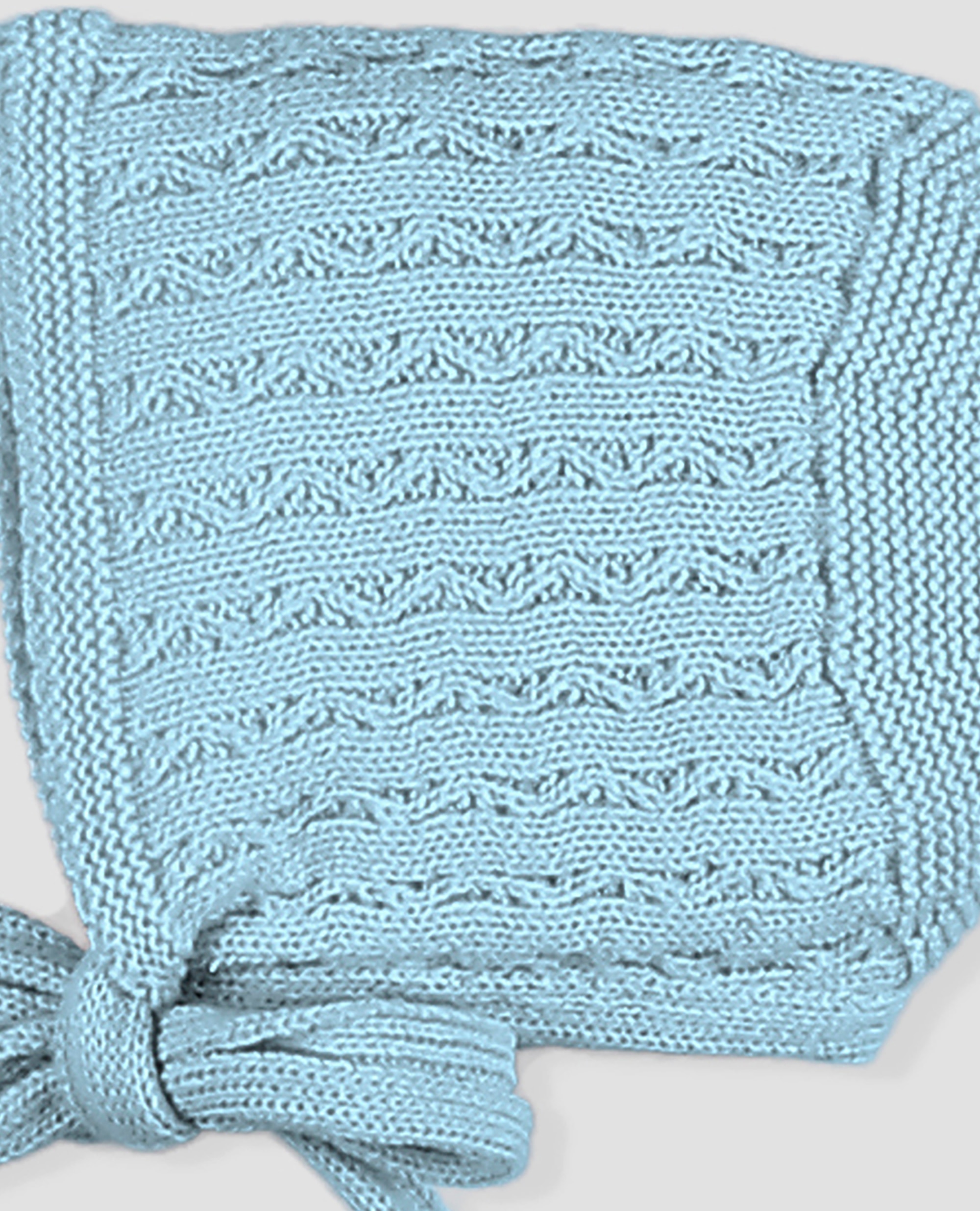 Capota de punto, bebé niña con grecas y lazada de punto. - Foque - Azul celeste Azul celeste-2