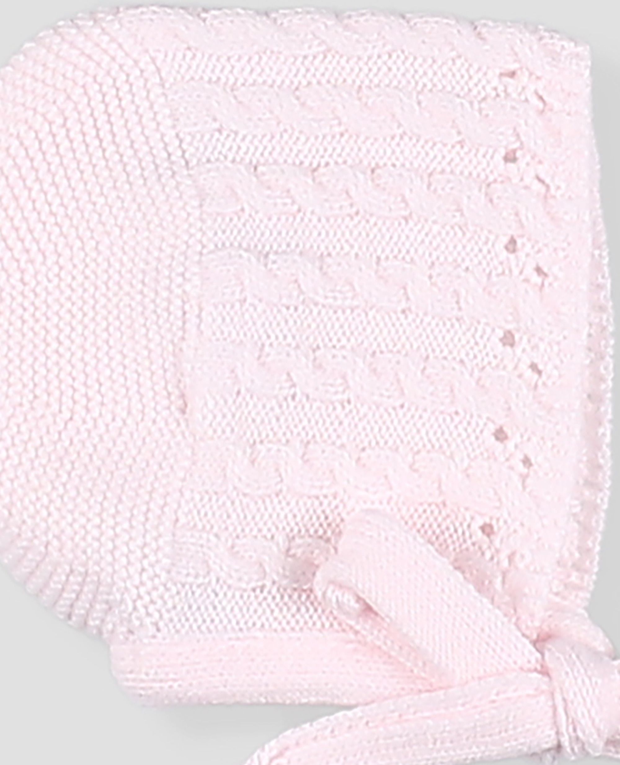 Capota de punto para bebé con ochos y lazada de punto - Foque - Rosa Rosa-2