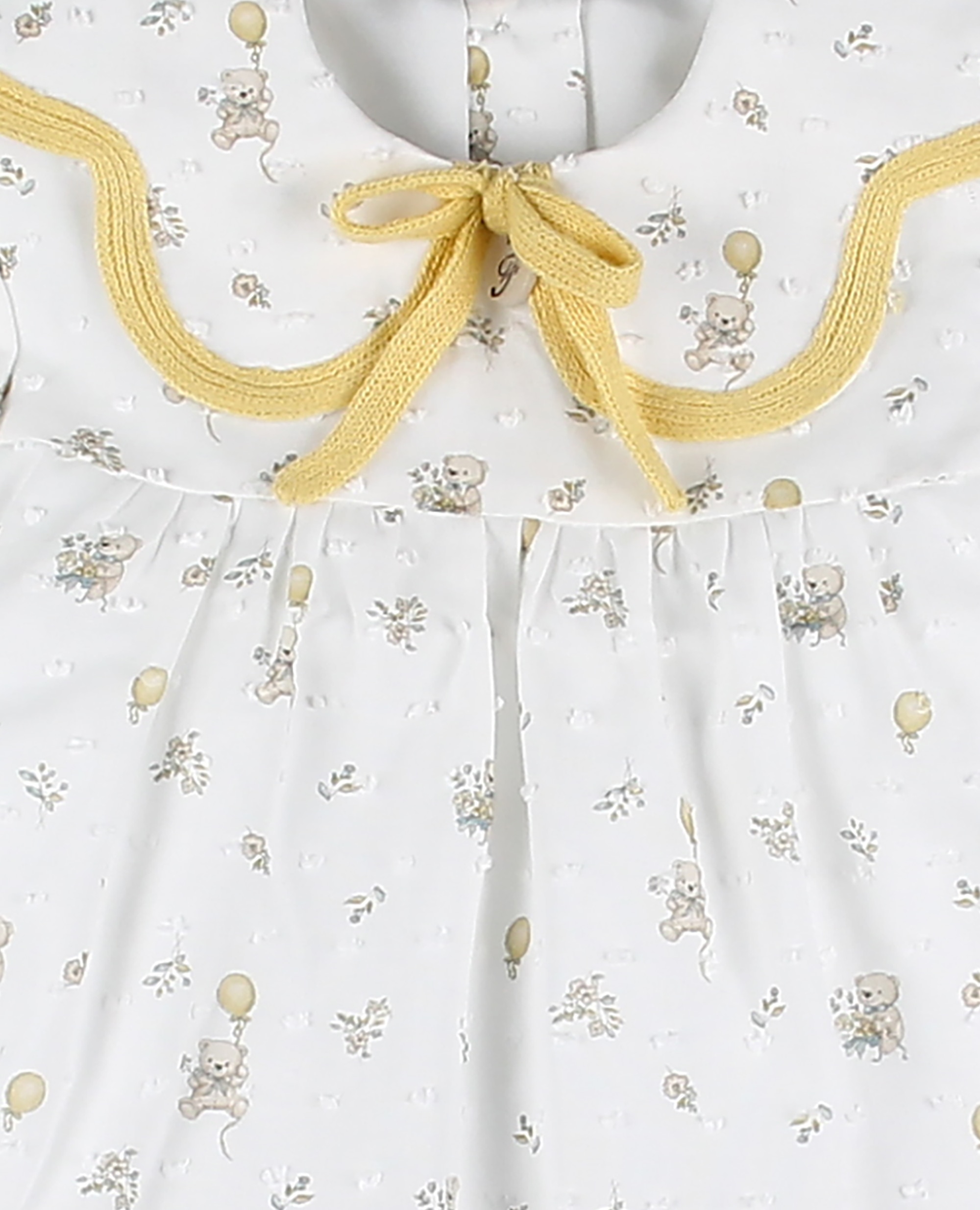 Vestido tela con braguita bebé niña en plumeti estampado de ositos - Foque - Crema Crema-2
