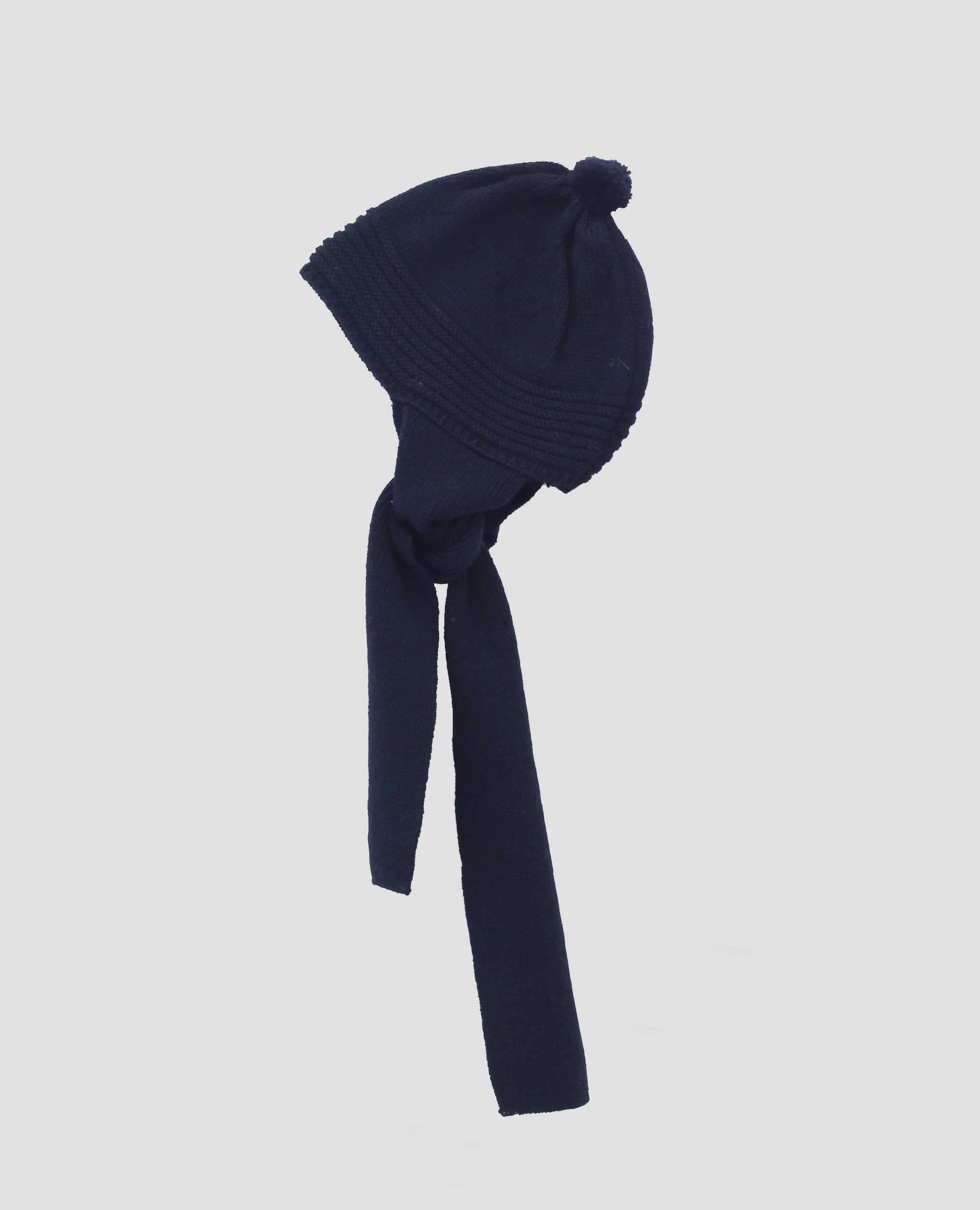 Imagen 0 de Gorro bufanda de punto con pompón para bebé niño Azul marino